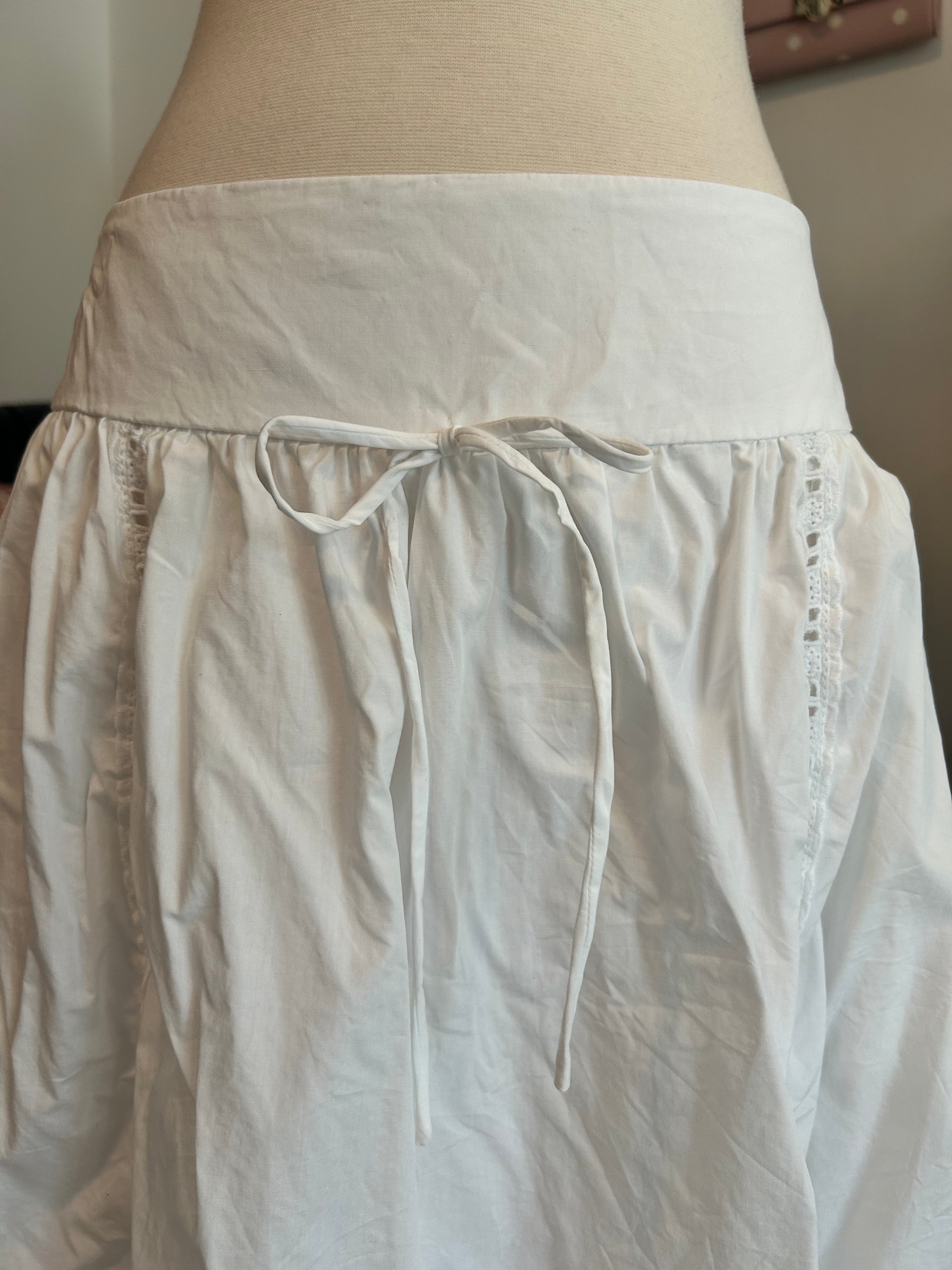 Cider Cotton Lace Midi Skirt-M