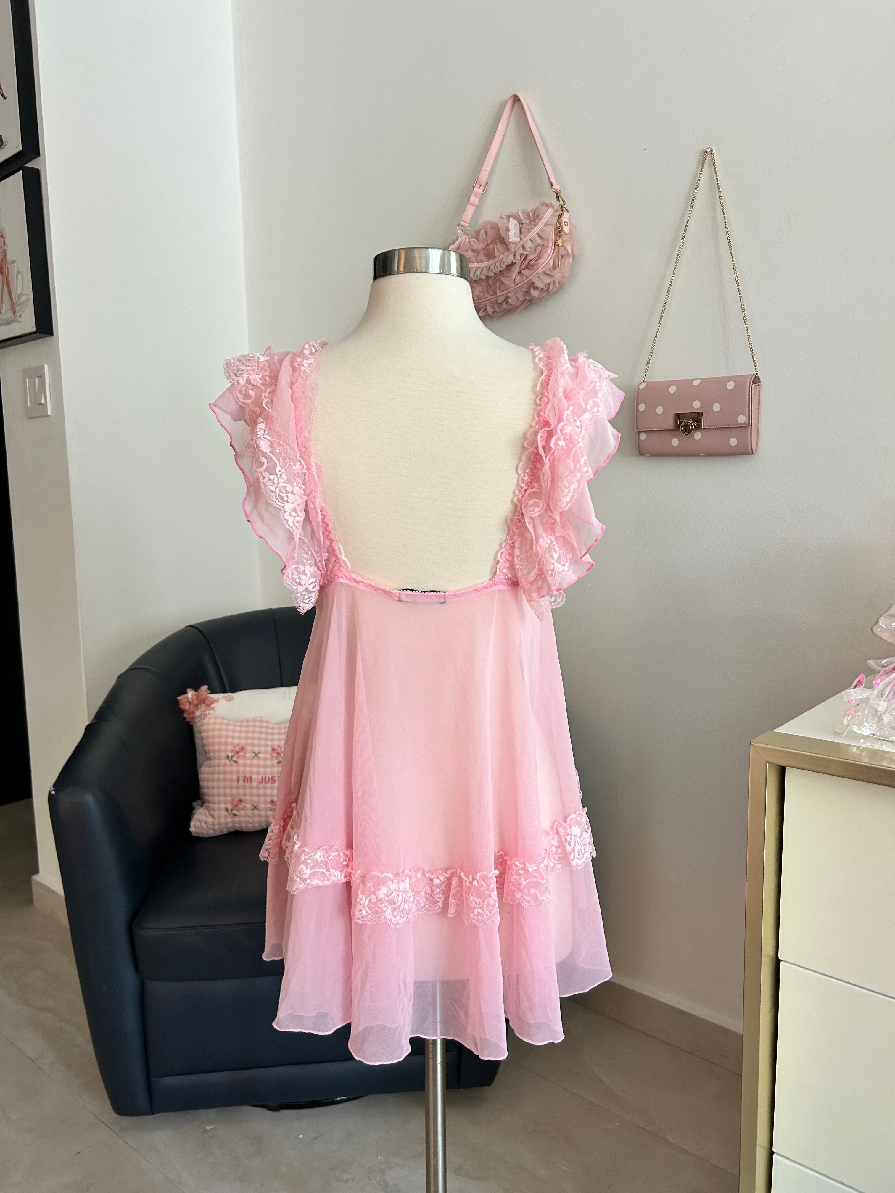 Lacy Pink Babydoll-XL