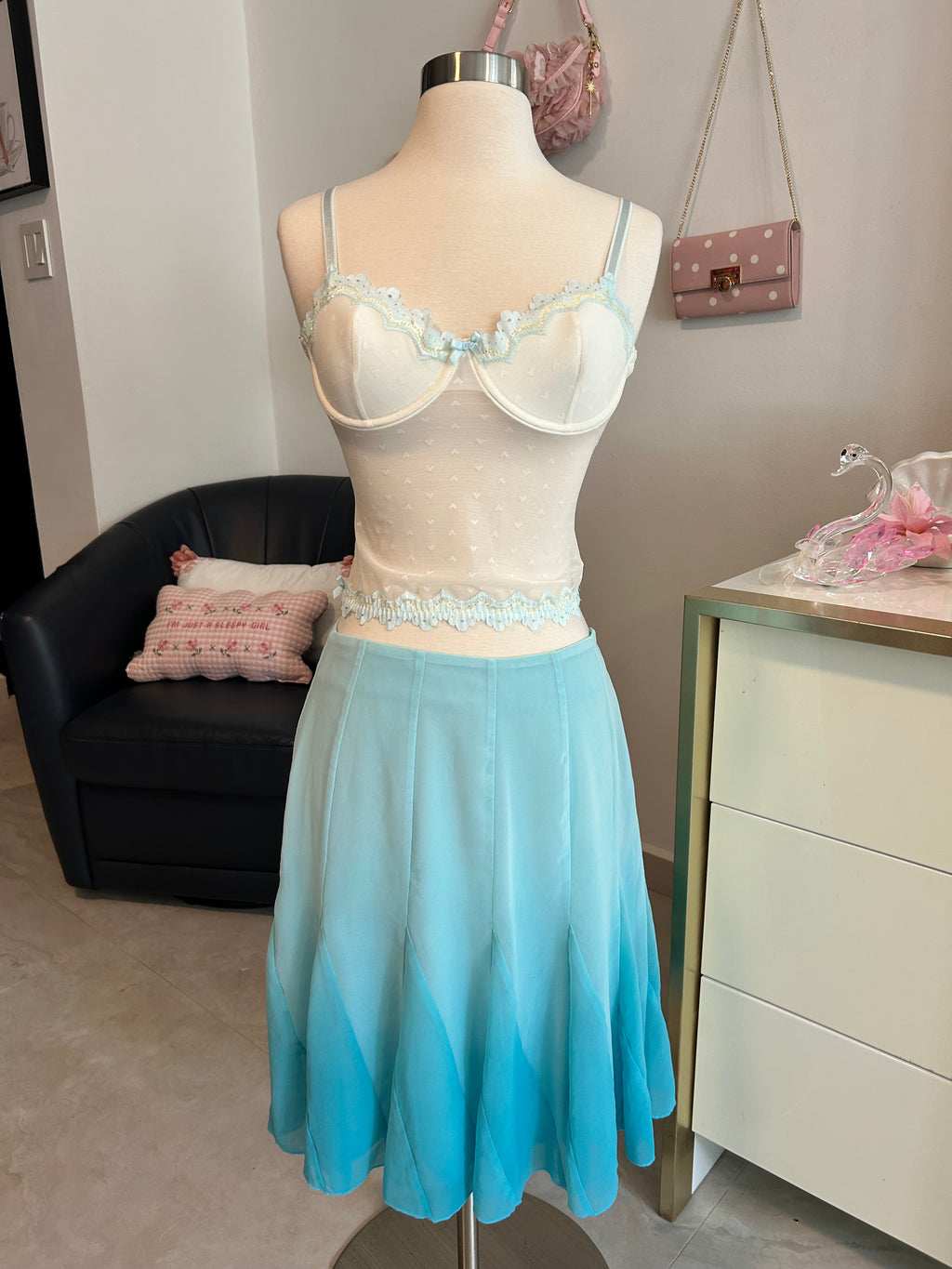 Ombré Blue Fairy Midi Skirt-6