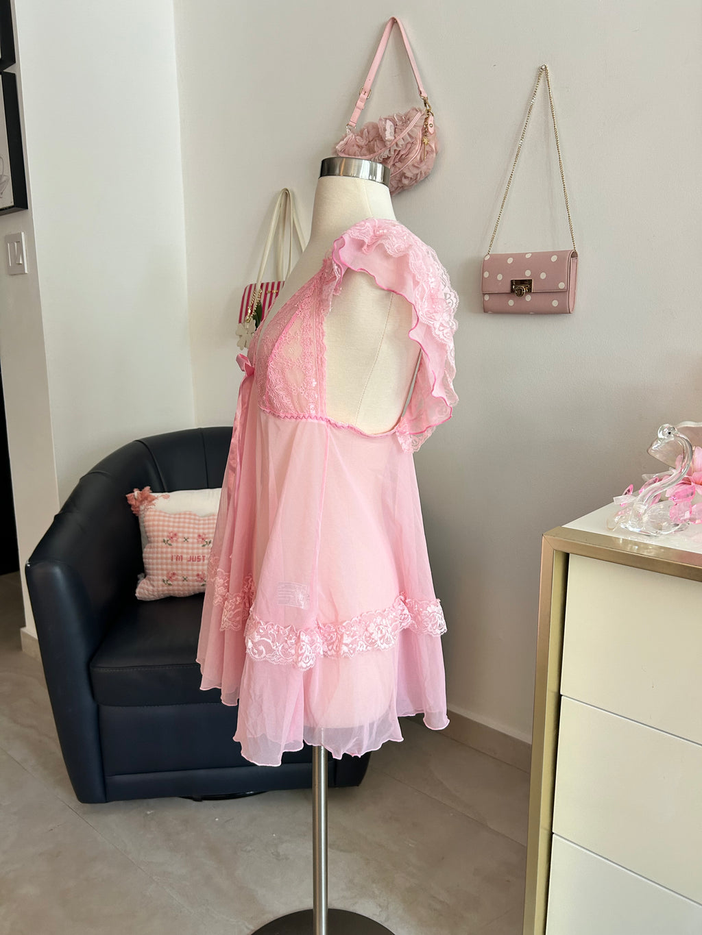 Lacy Pink Babydoll-XL
