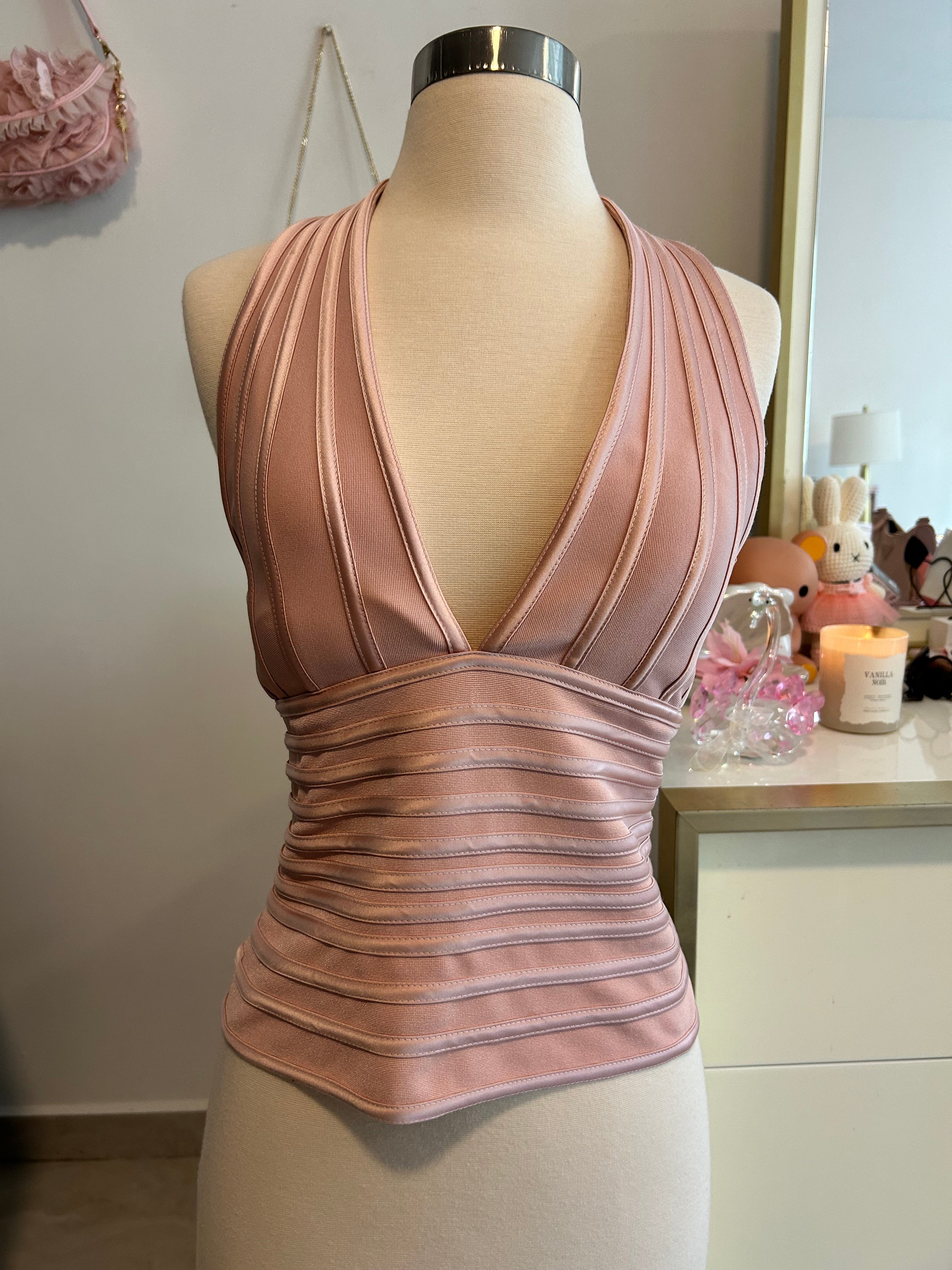 Pink Halter Bandage Top-14