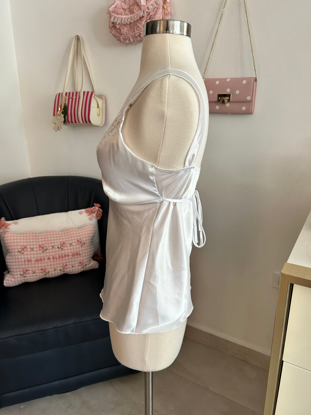 Vintage Poetry Sequin Lace Tie Back Top-S
