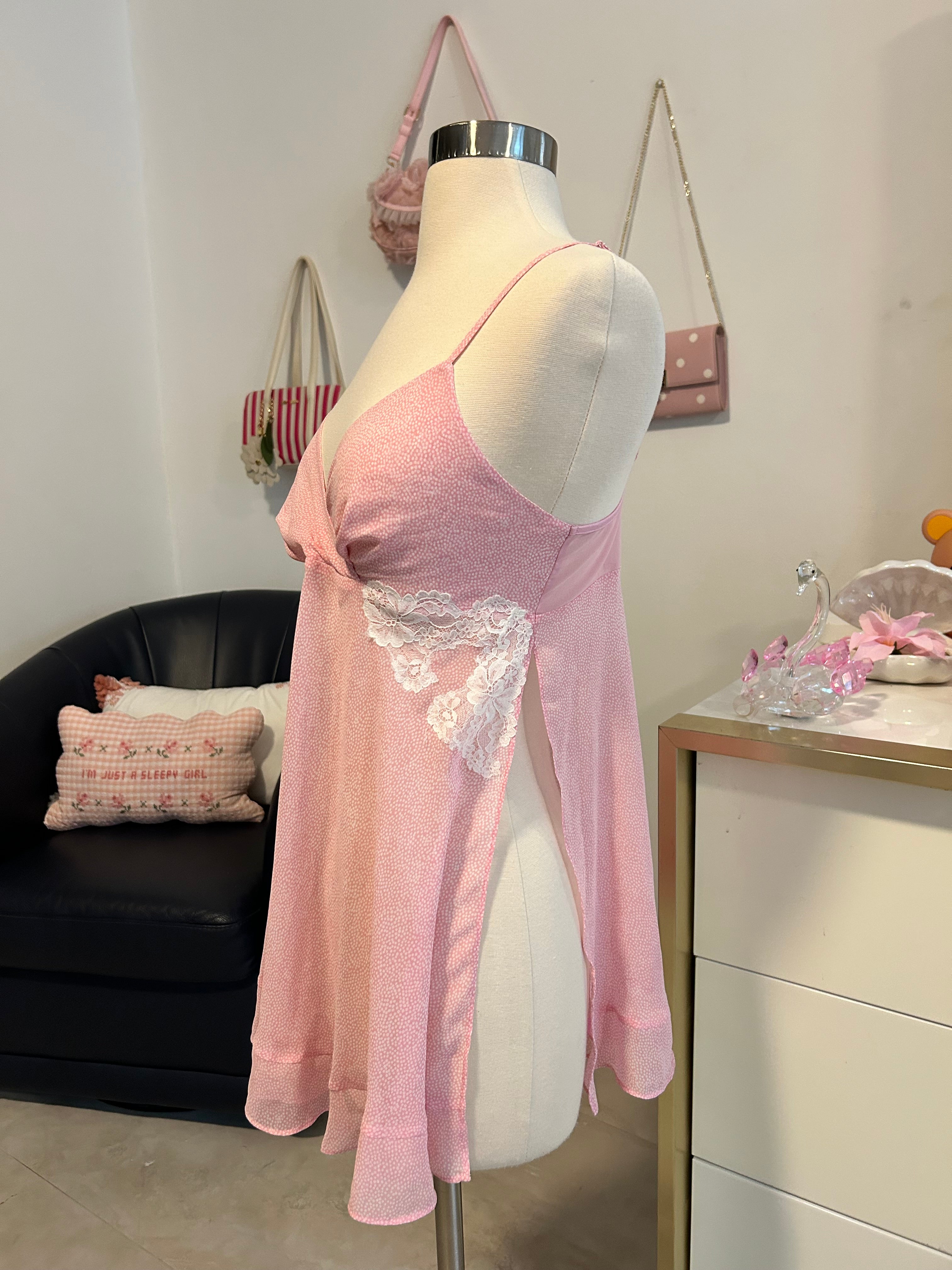 Pink Spotted Babydoll Cami Top-M