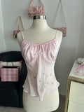 Vintage Beaded Baby Pink Top-S