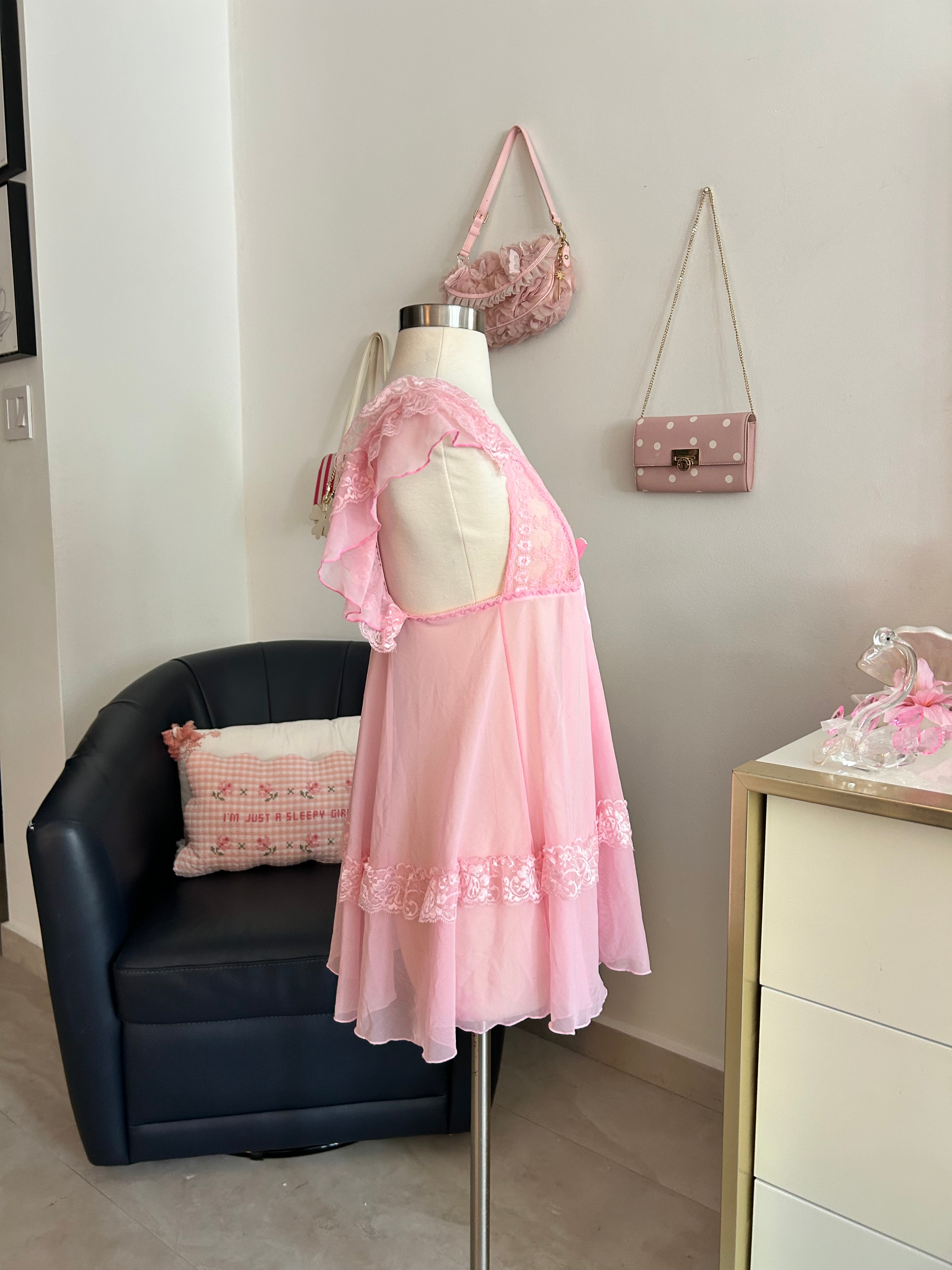 Lacy Pink Babydoll-XL