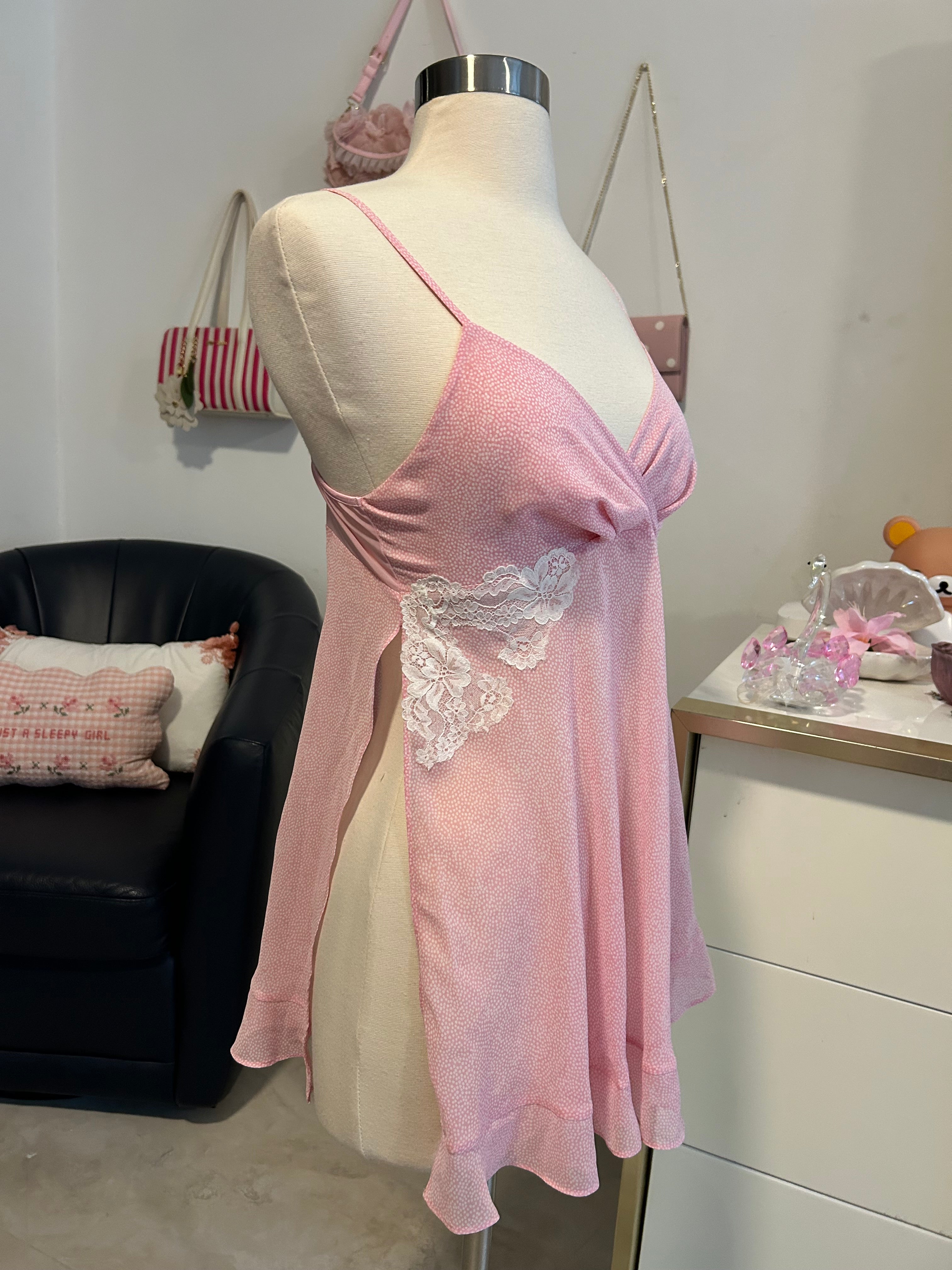 Pink Spotted Babydoll Cami Top-M