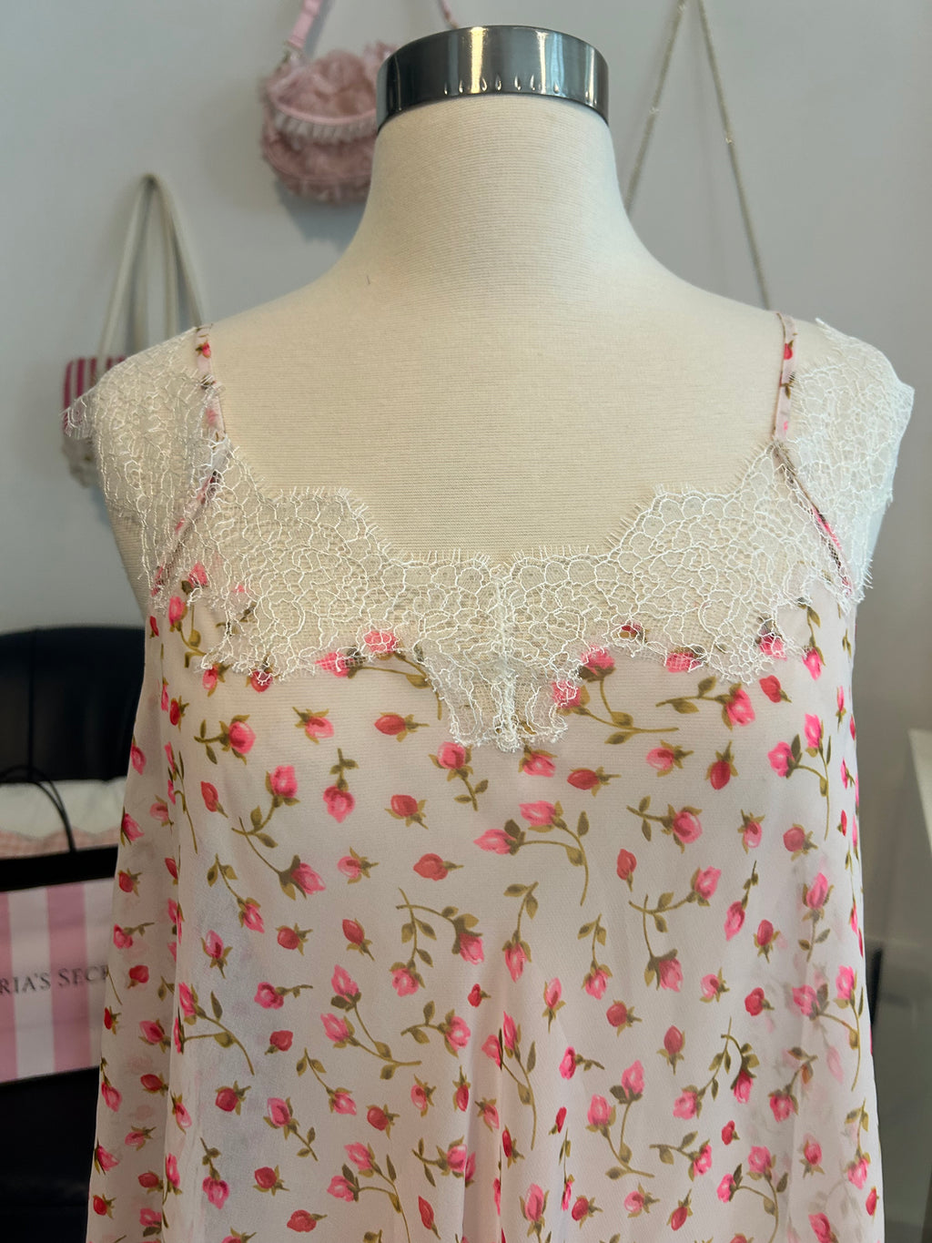 Victorias Secret Floral Lace Tie Back Top-S