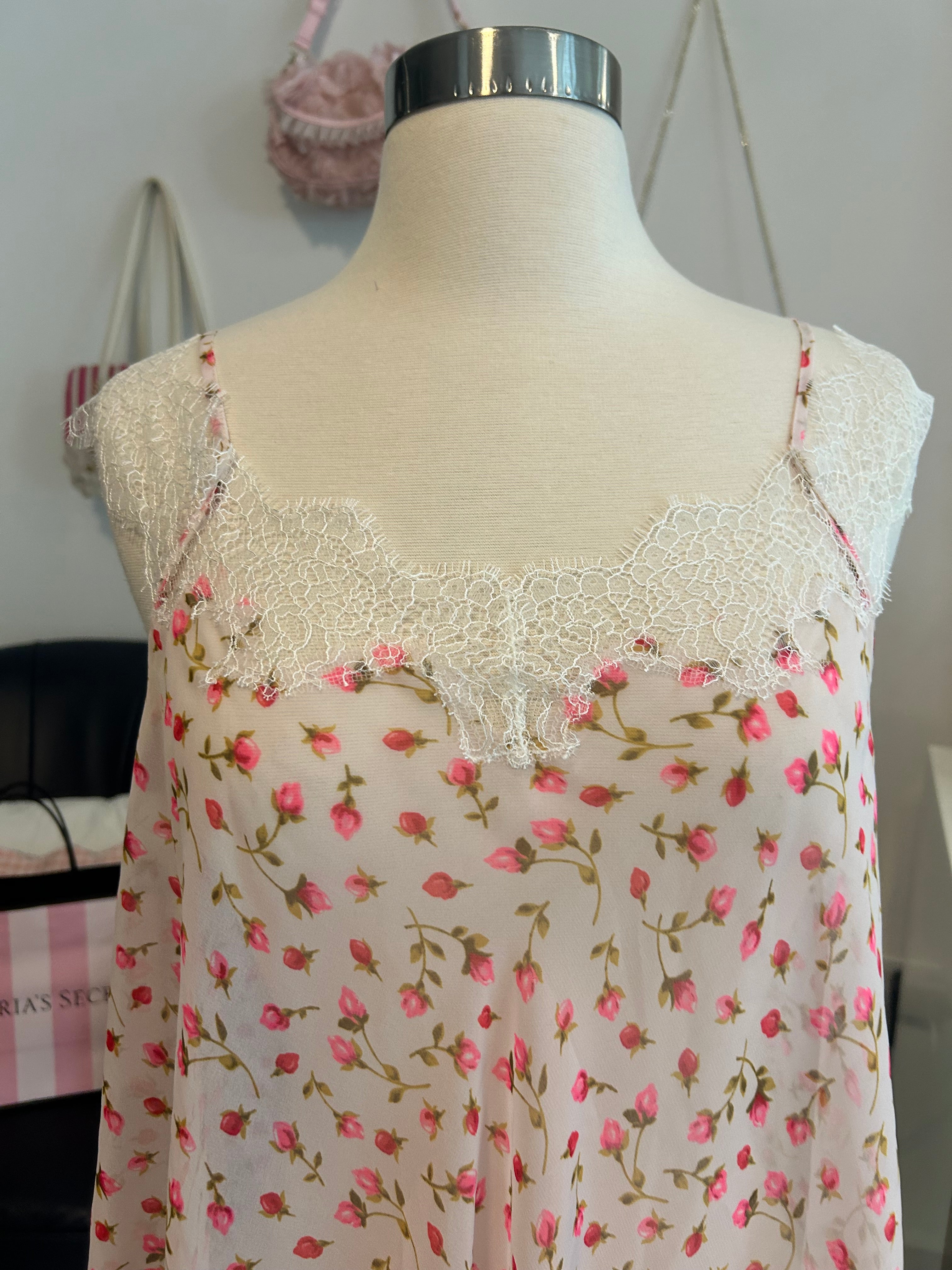 Victorias Secret Floral Lace Tie Back Top-S
