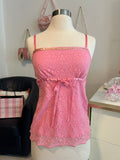 Y2K Sequin Trim Lace Top-M