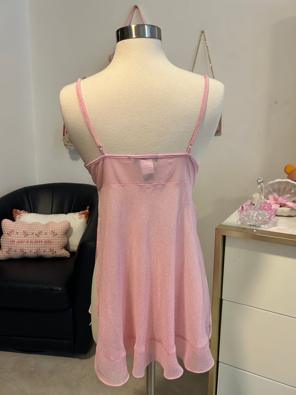 Pink Spotted Babydoll Cami Top-M