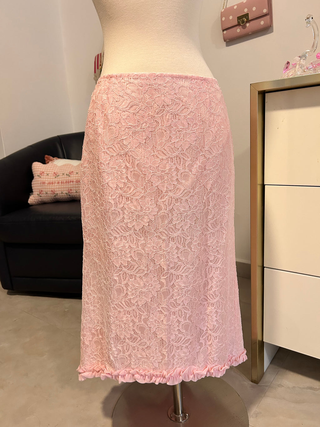 Vintage Baby Pink Maxi Skirt-6