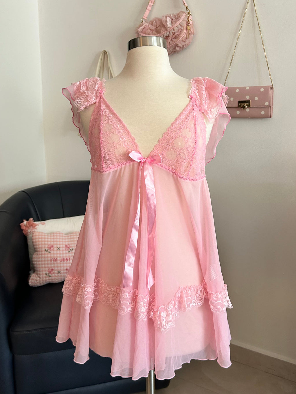 Lacy Pink Babydoll-XL