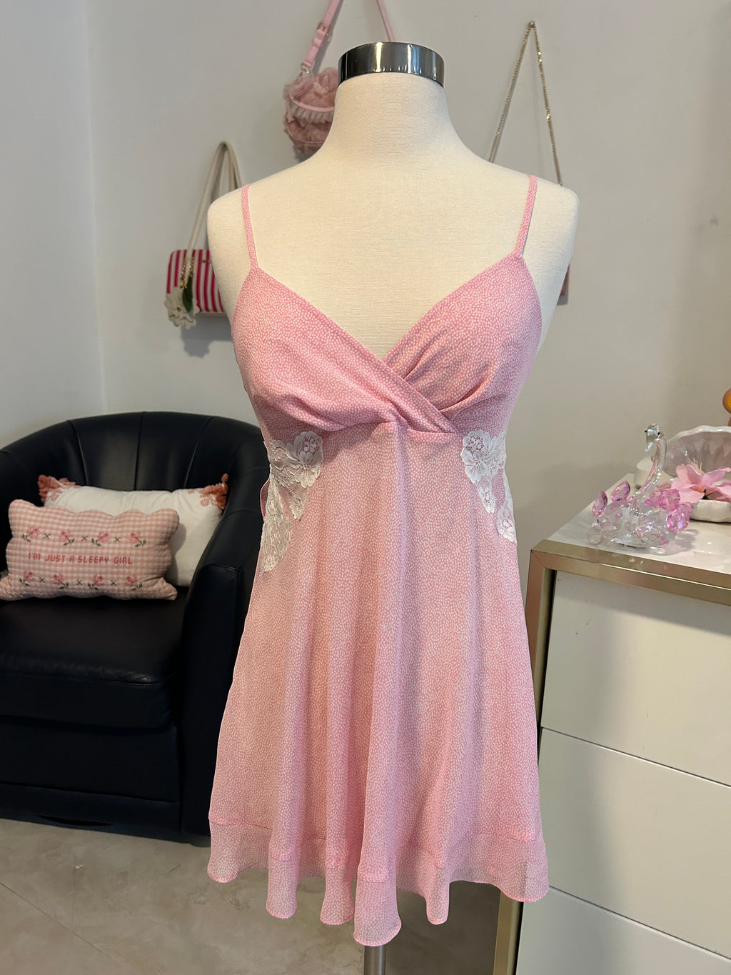 Pink Spotted Babydoll Cami Top-M