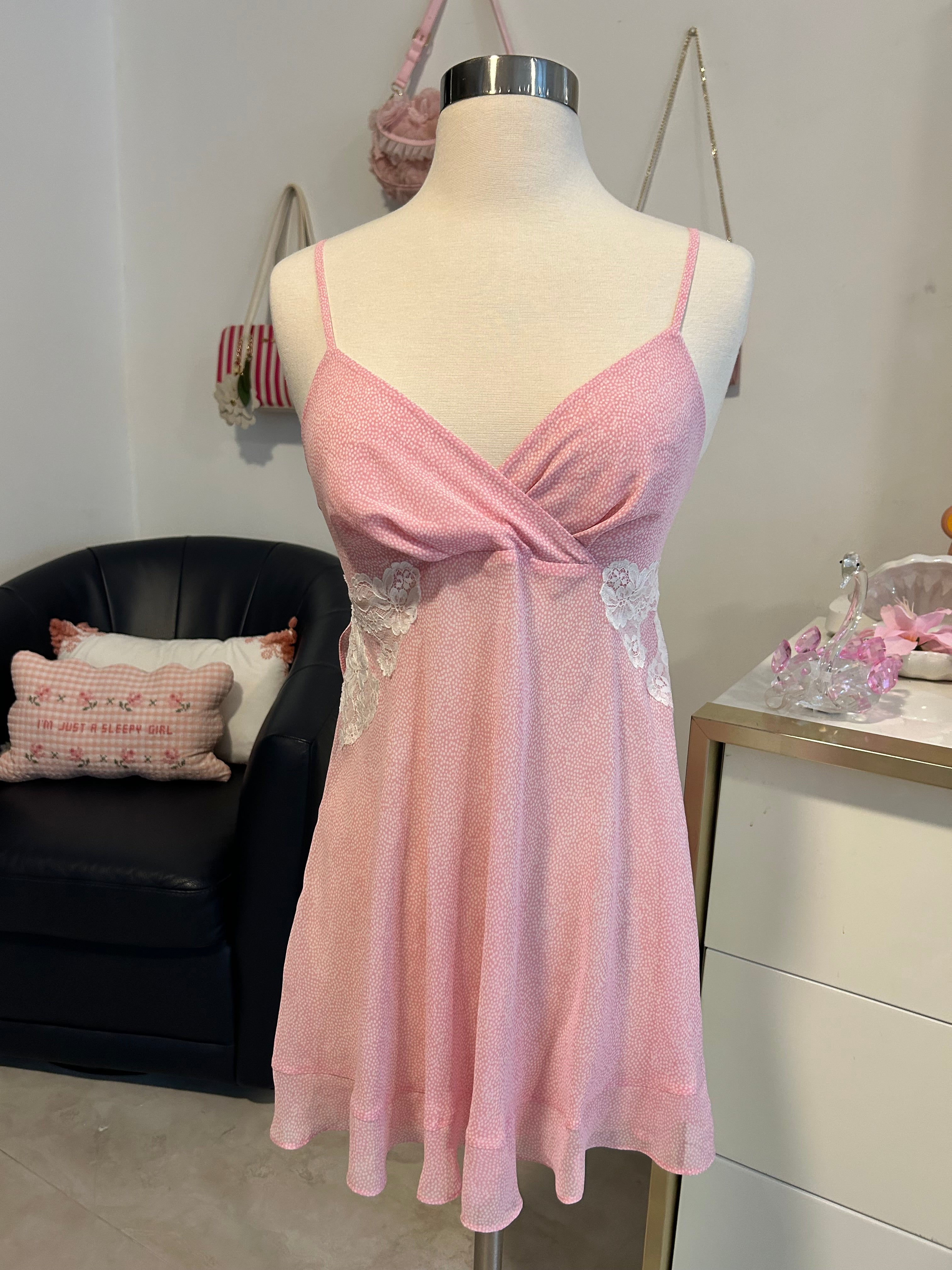 Pink Spotted Babydoll Cami Top-M