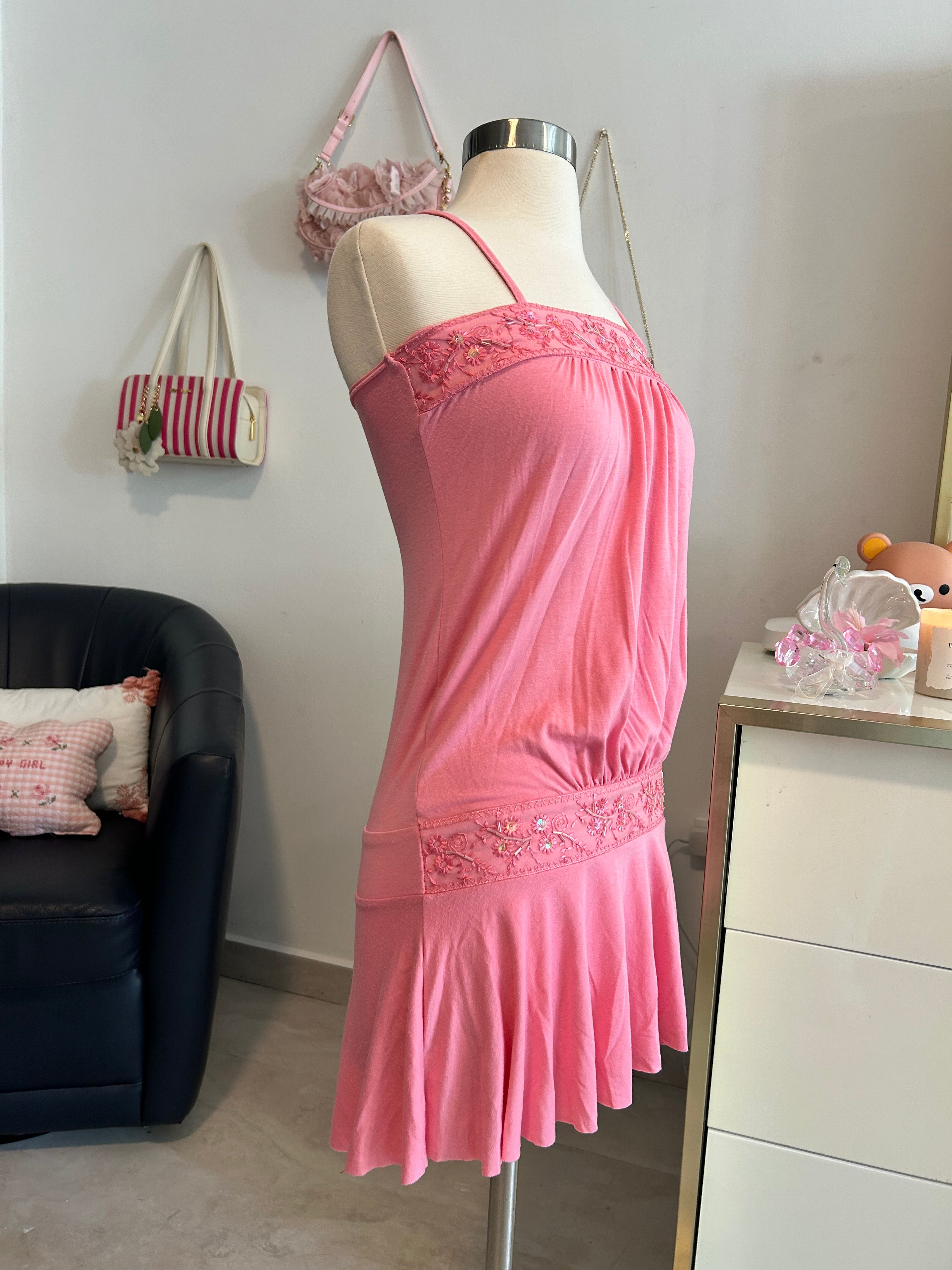 Deadstock Y2K Beaded Mini Dress-XS