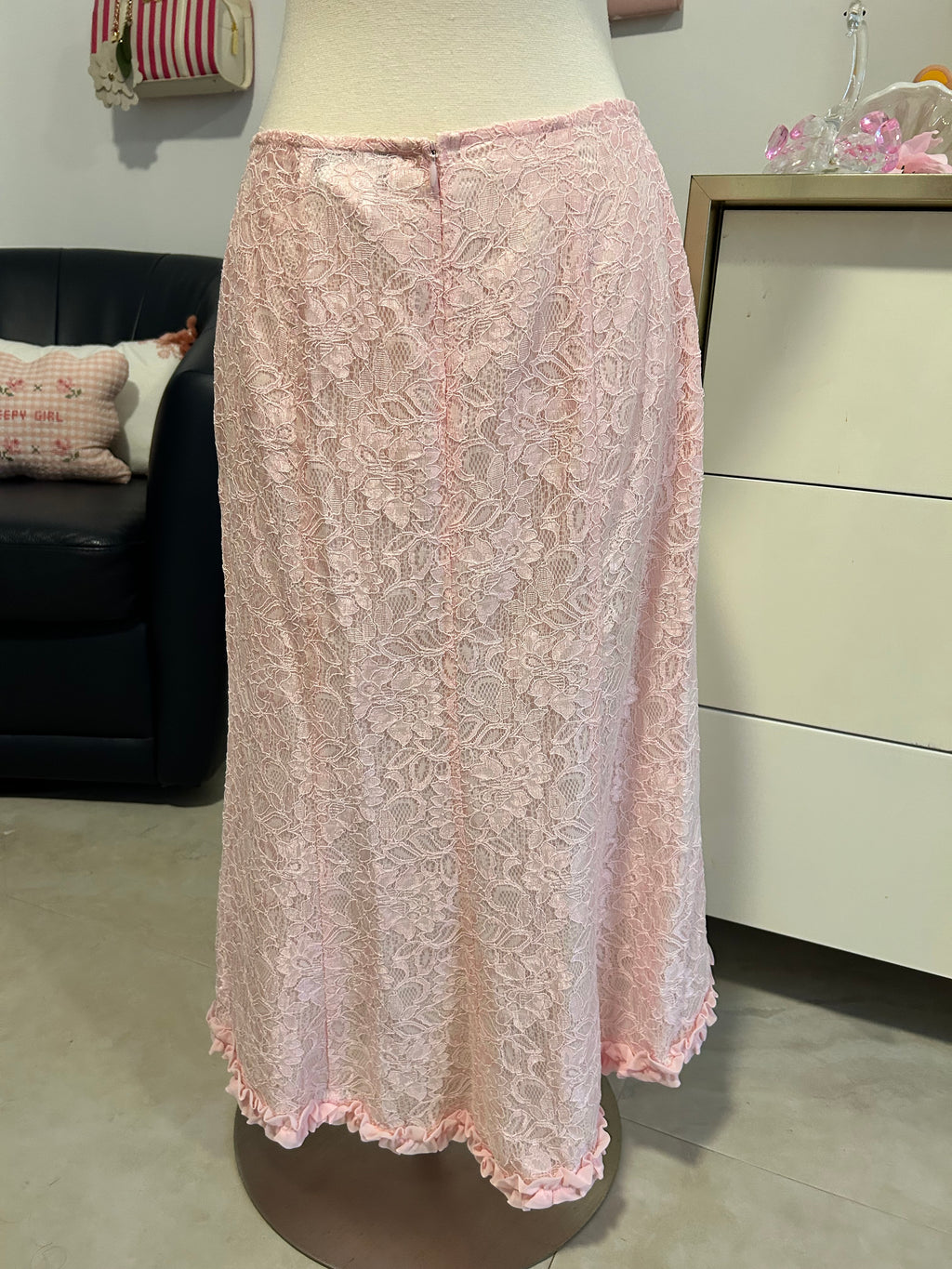 Vintage Baby Pink Maxi Skirt-6