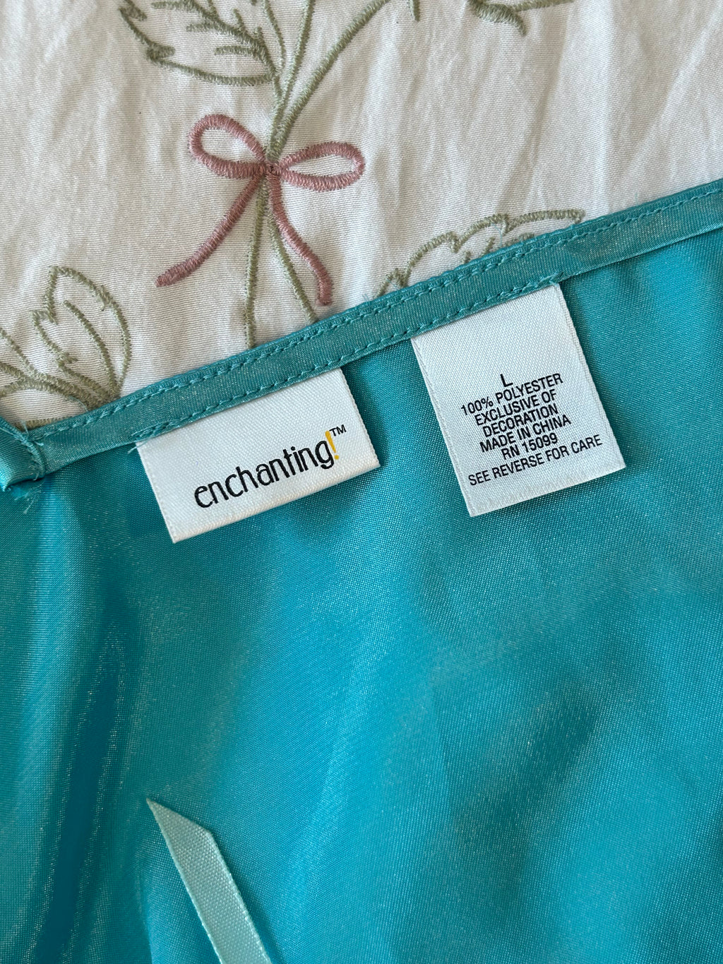 Y2K Teal Satin Slip Dress-L