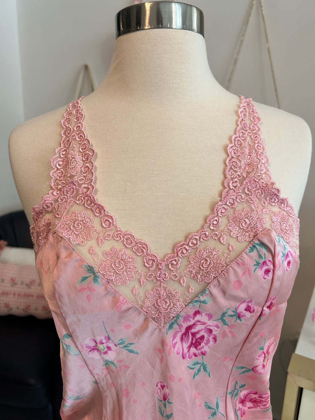Floral 100% Silk Lace Top-S