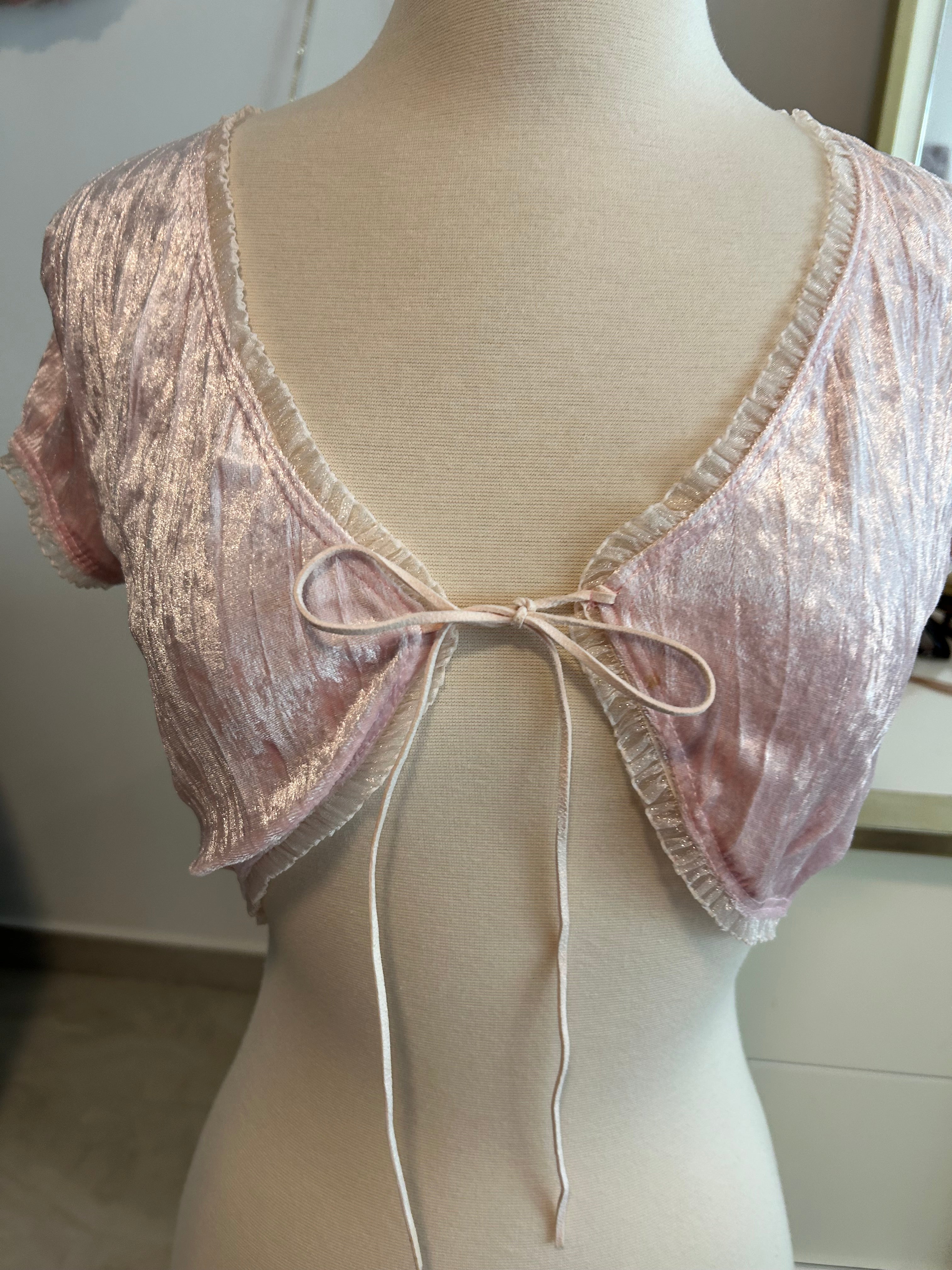 Rave Y2k Crushed Velvet Bolero-XS