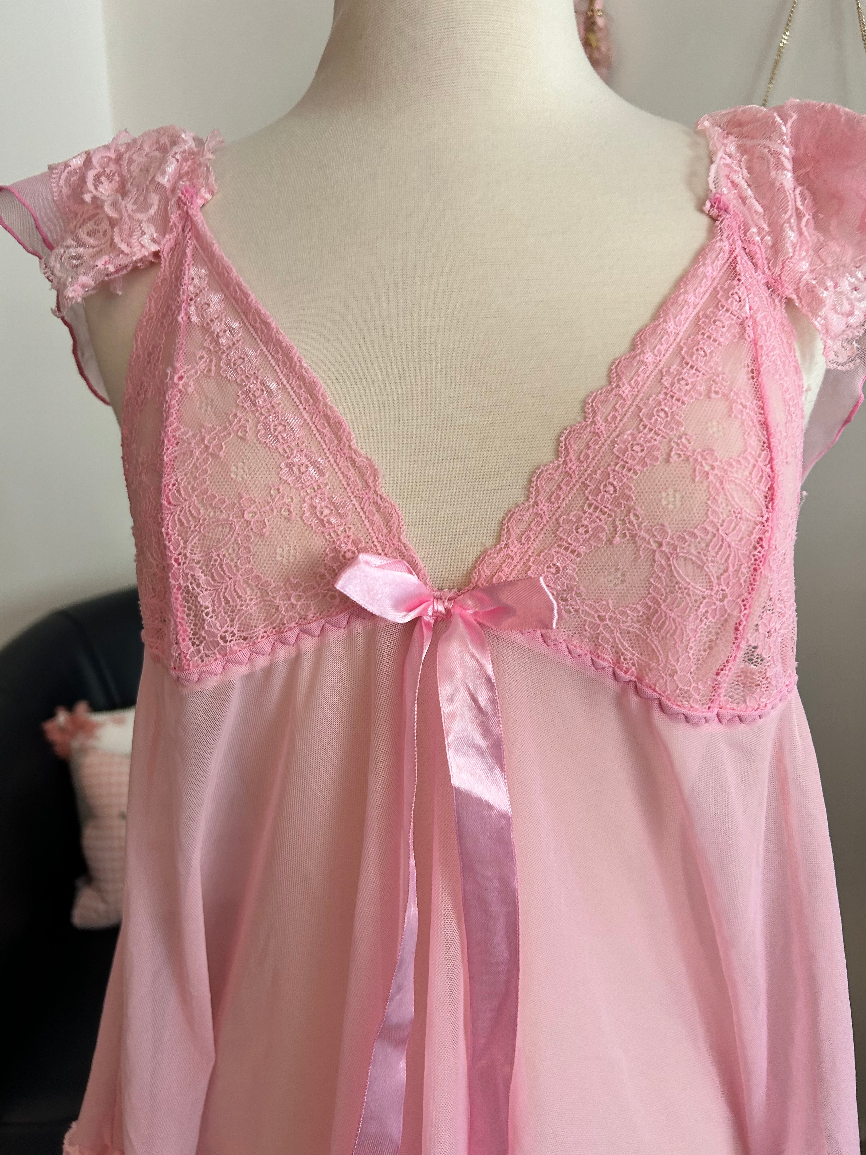 Lacy Pink Babydoll-XL
