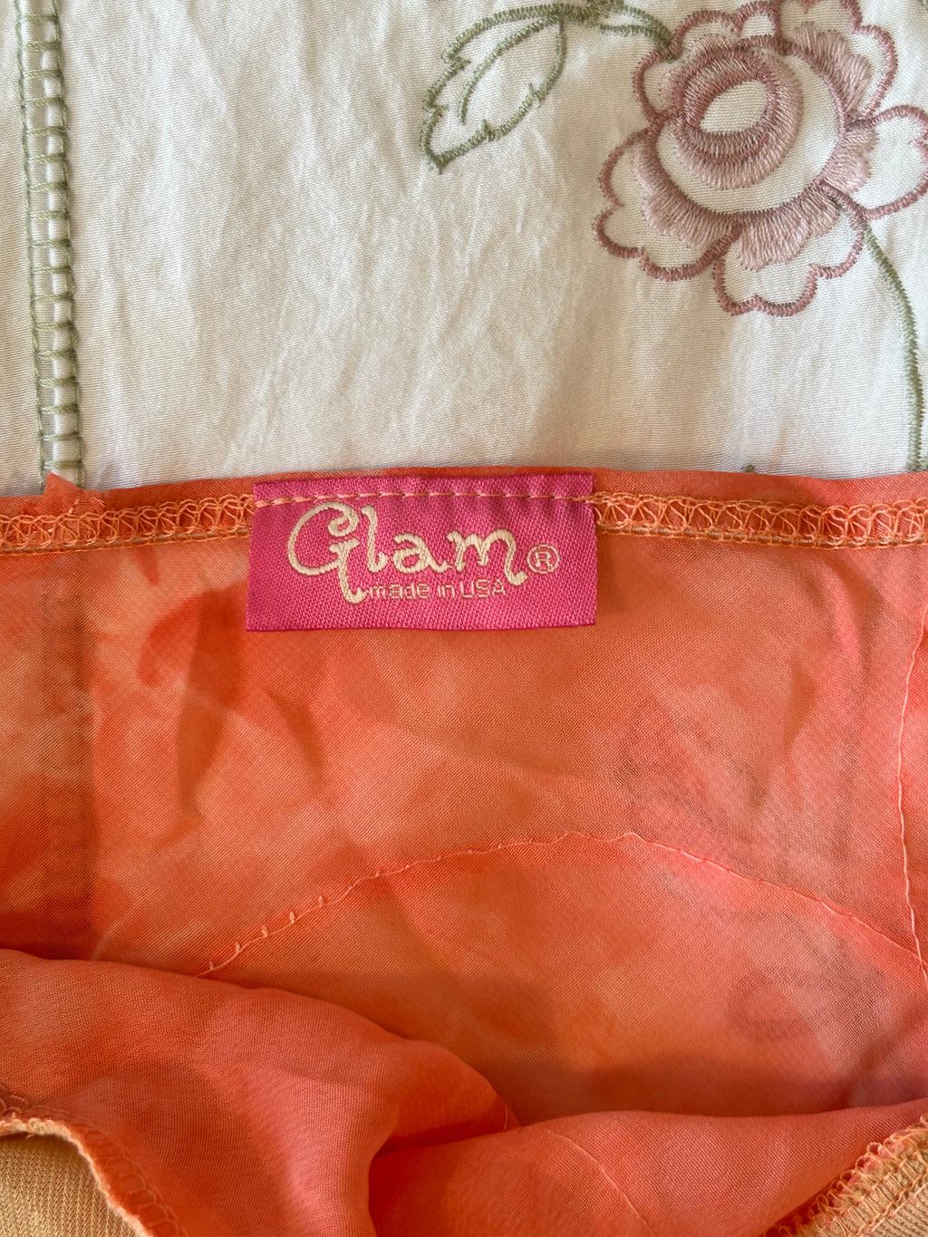 Y2K Glam Coral Swirl Pattern Top-M