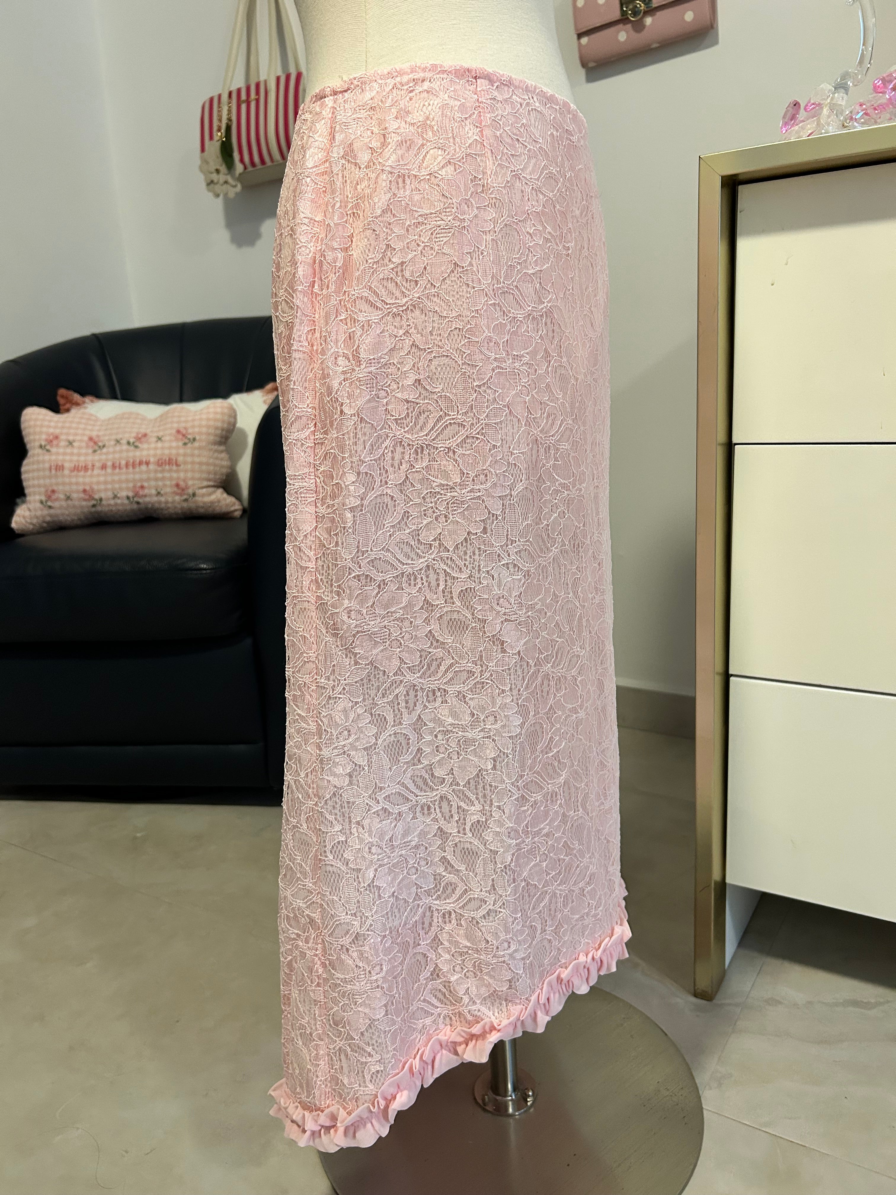 Vintage Baby Pink Maxi Skirt-6