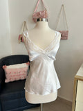 Vintage Poetry Sequin Lace Tie Back Top-S