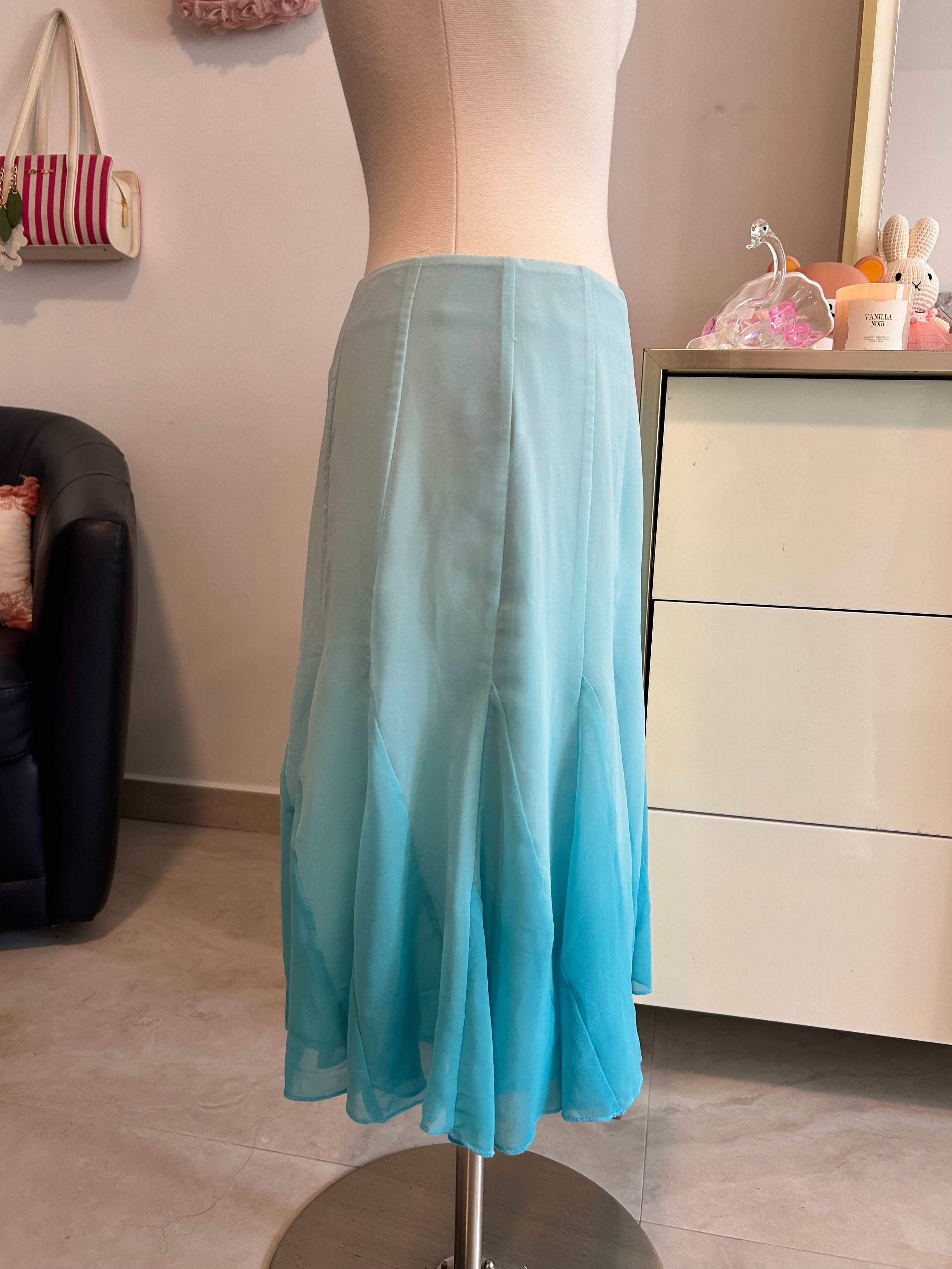 Ombré Blue Fairy Midi Skirt-6