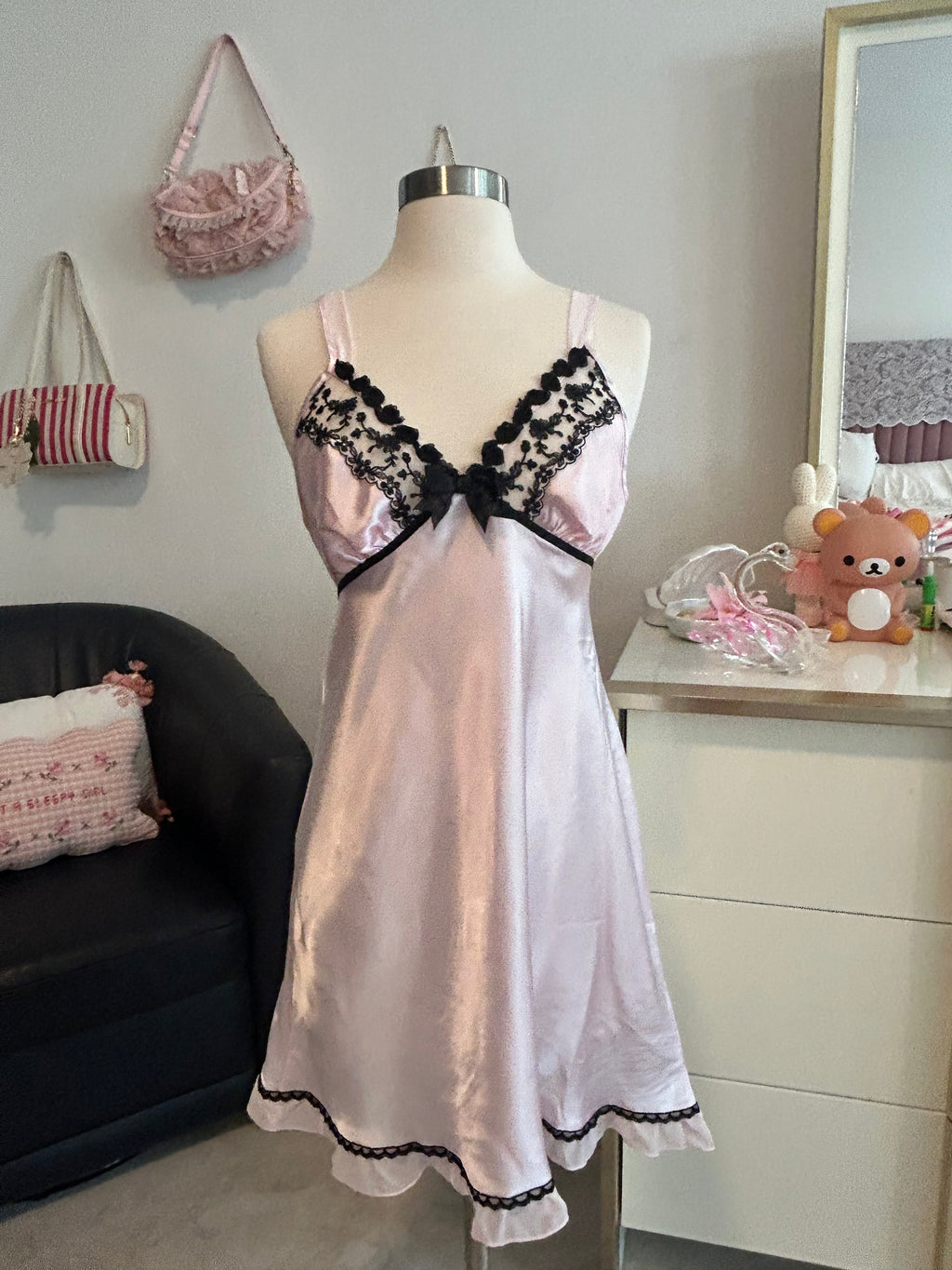 Linea Donatella Lacy Slip Dress-M