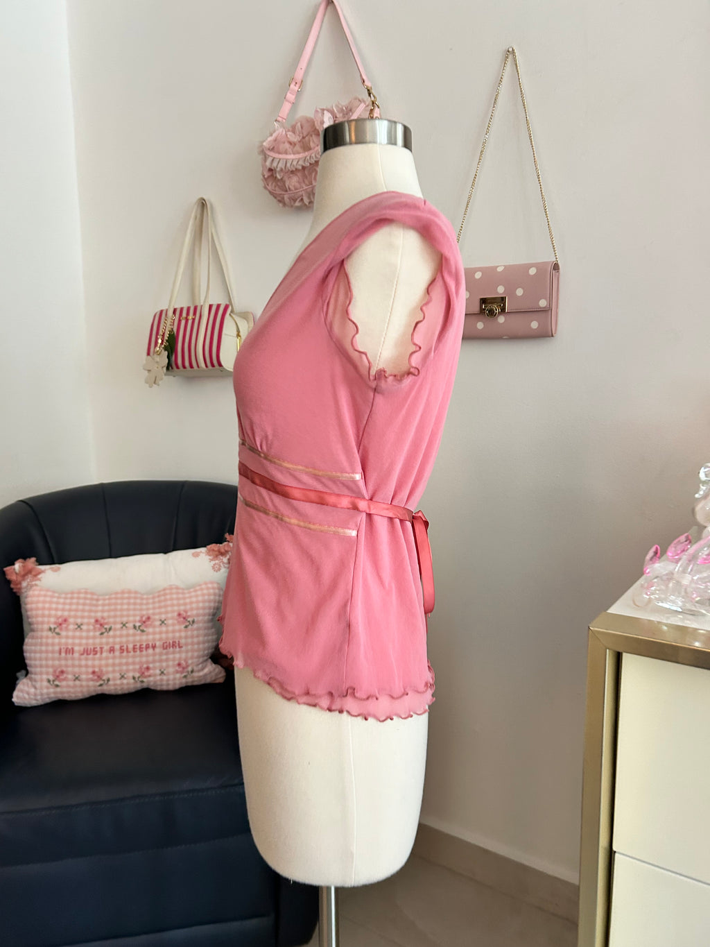 Y2K Tie Back Top-L