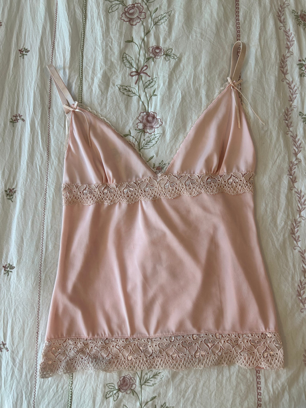 Y2K Baby Pink Lace Tank-M