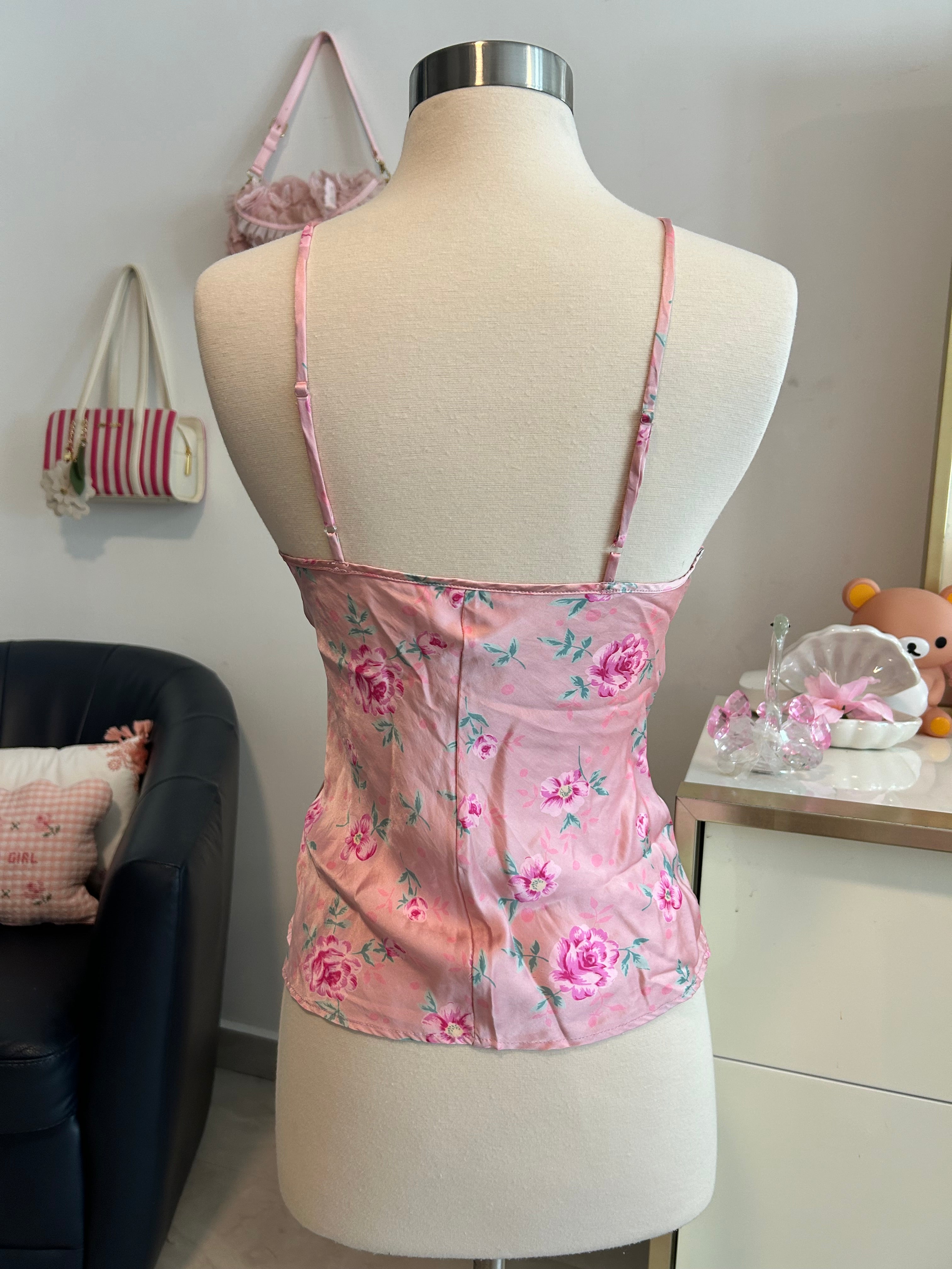Floral 100% Silk Lace Top-S