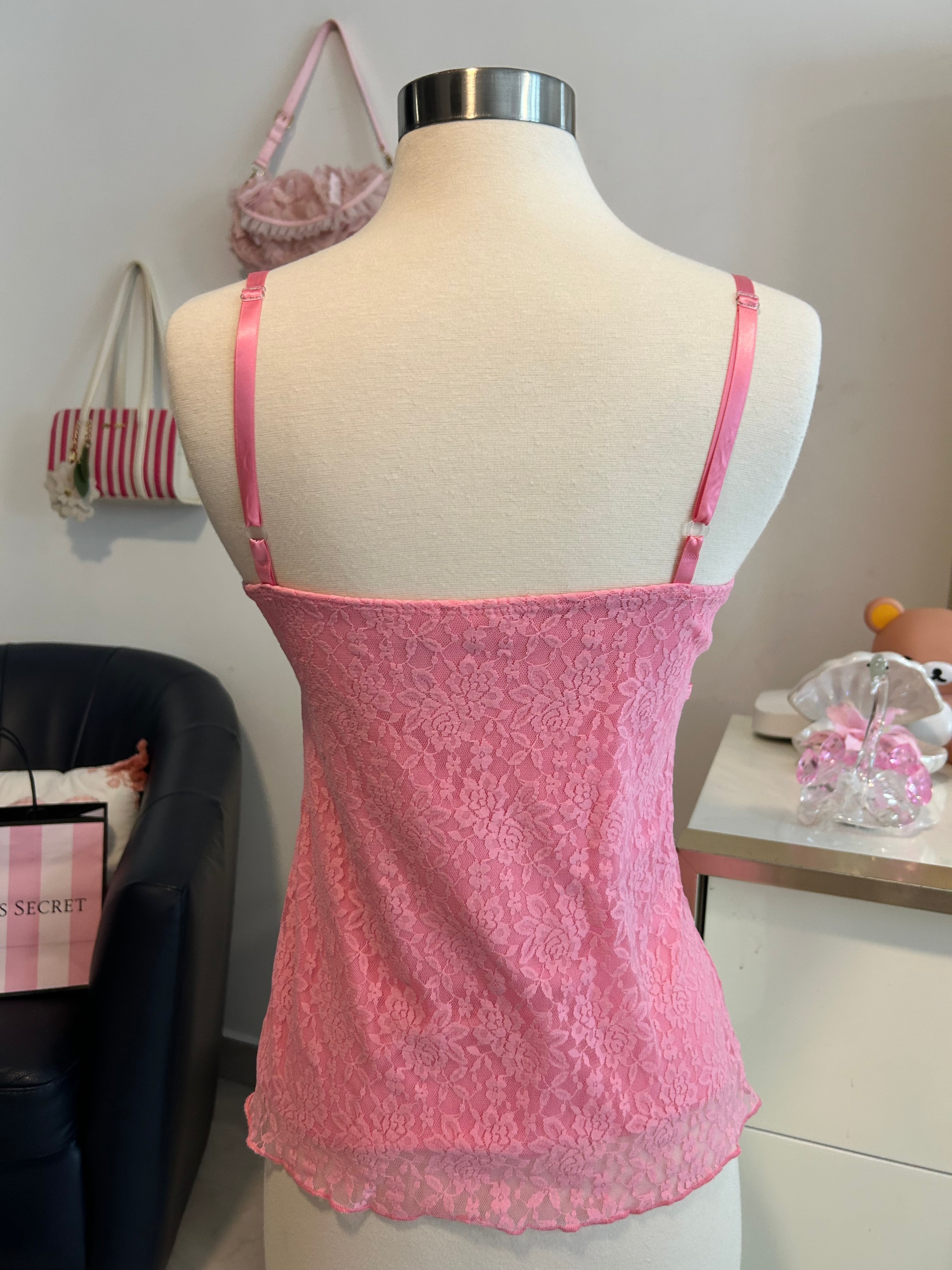 Y2K Sequin Trim Lace Top-M