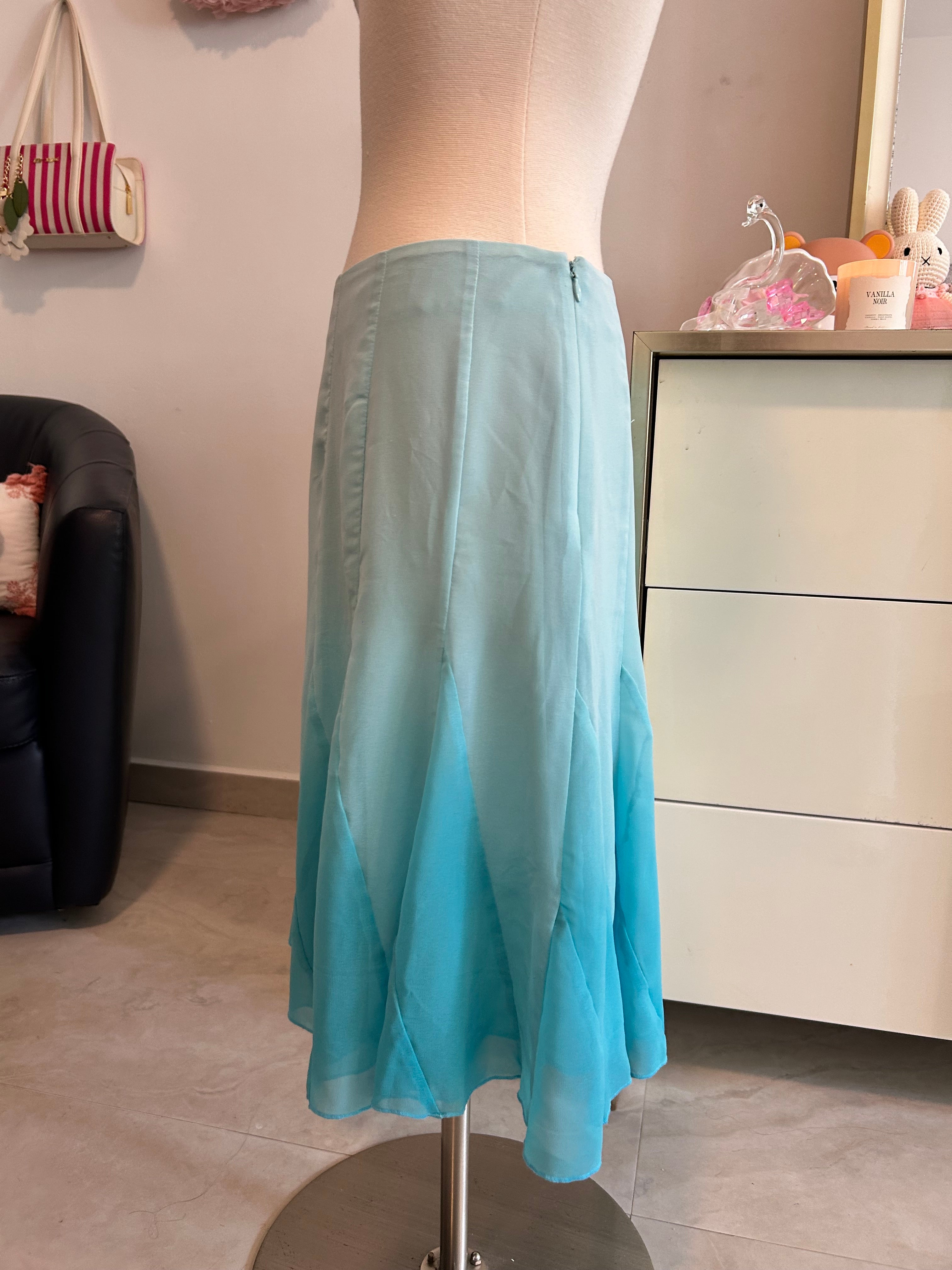Ombré Blue Fairy Midi Skirt-6