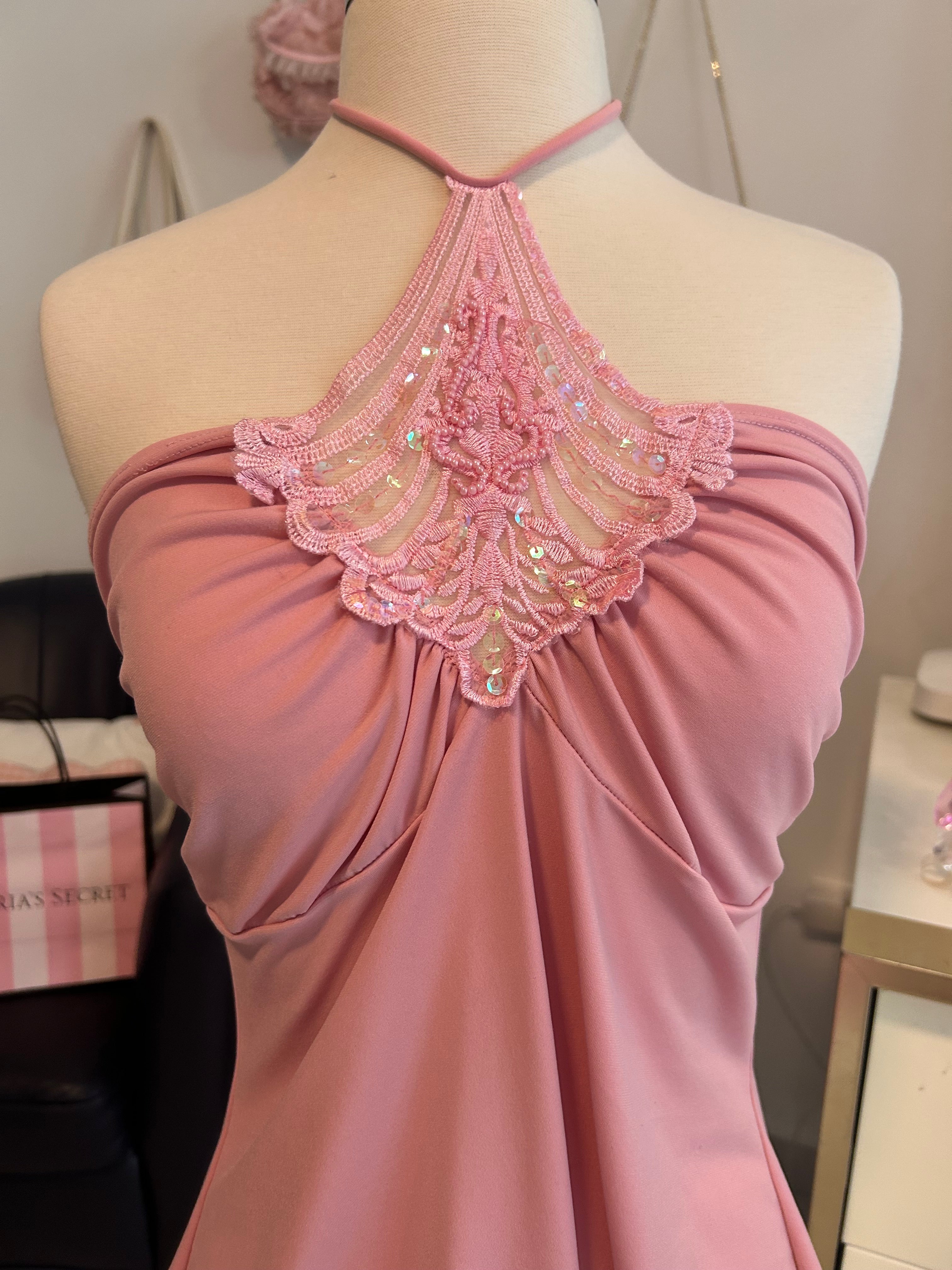 Vintage Beaded Halter Top-XL