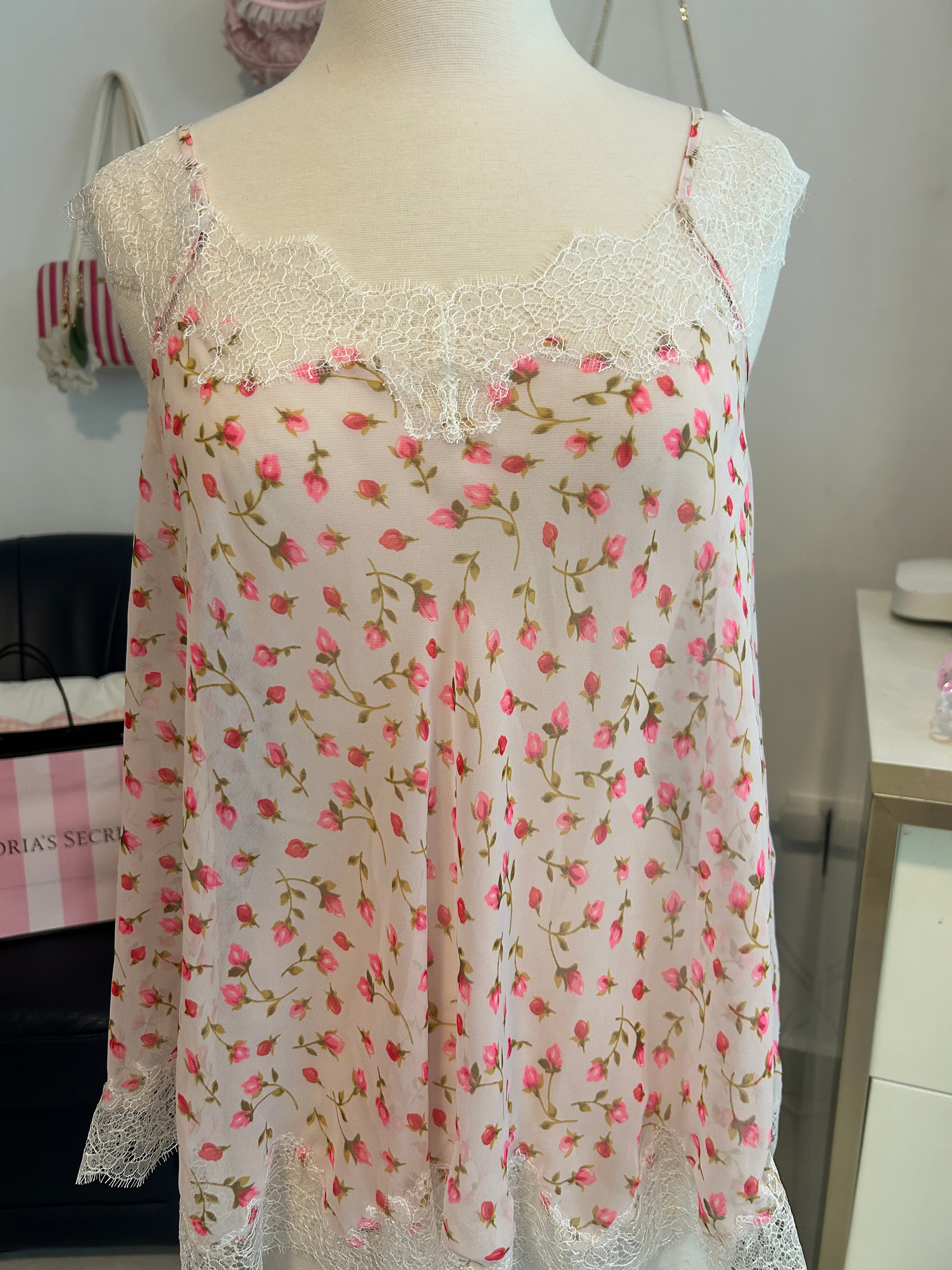 Victorias Secret Floral Lace Tie Back Top-S