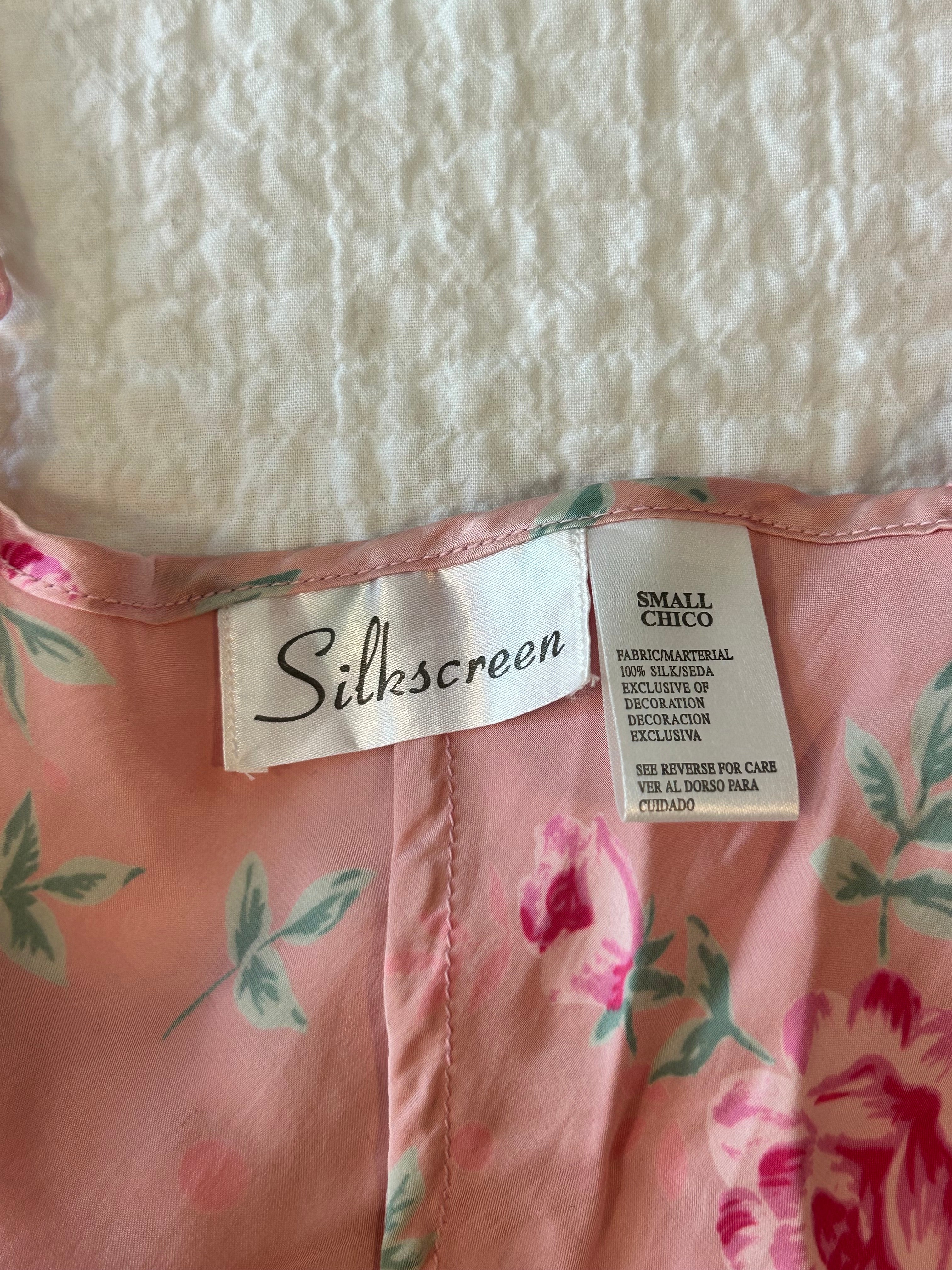 Floral 100% Silk Lace Top-S