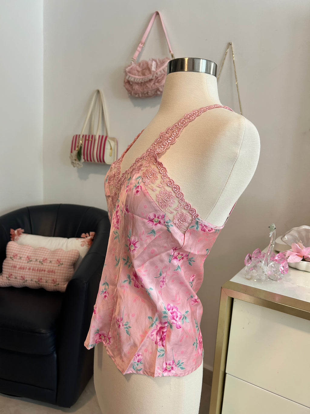 Floral 100% Silk Lace Top-S