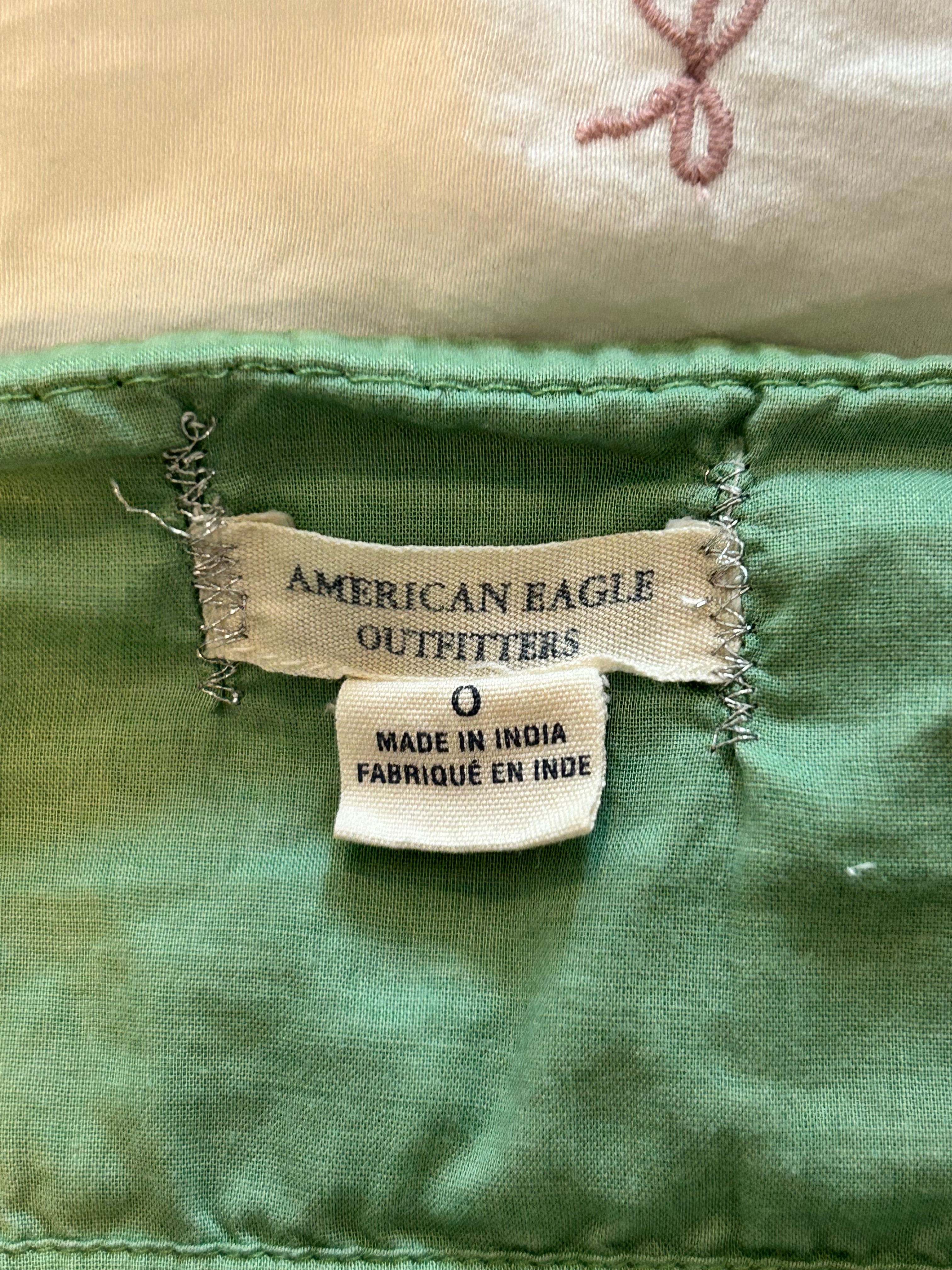 Y2k American Eagle Green Sequin Embroidered Top-0