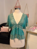 Poetry Teal Lace Blouse-S