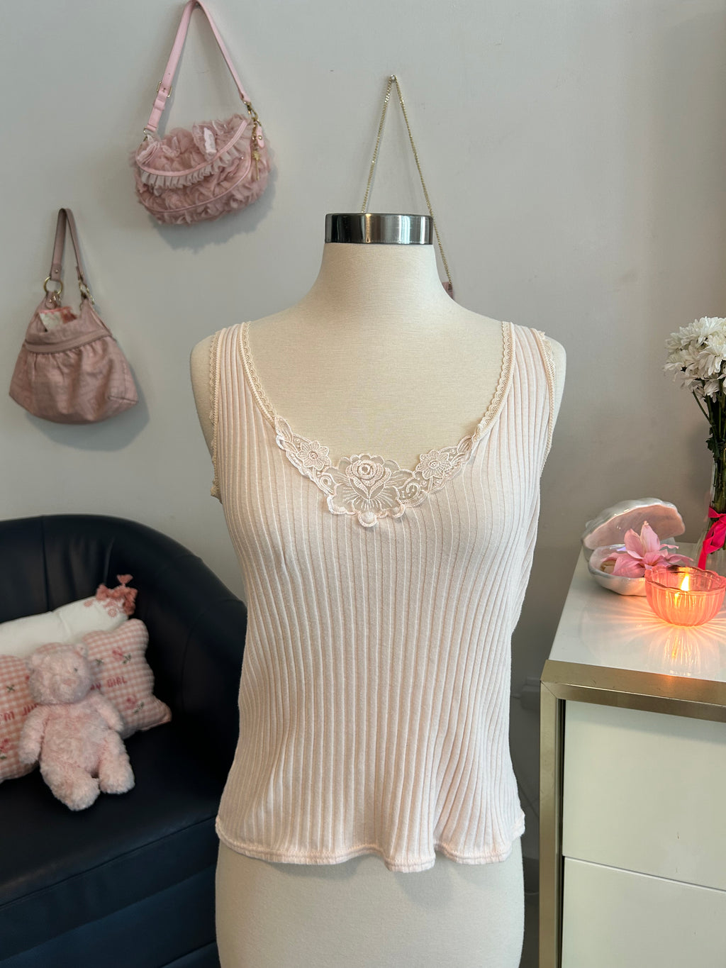 Vintage Hanna Cotton Ribbed Tank-M