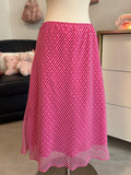 Polka Dot and Striped Pink Midi Skirt-L