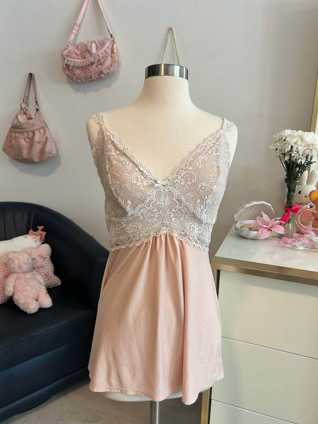 Baby Pink Lacey Babydoll Top-S