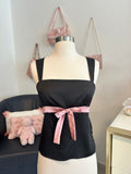 Satin Bow Tie Back Top-S