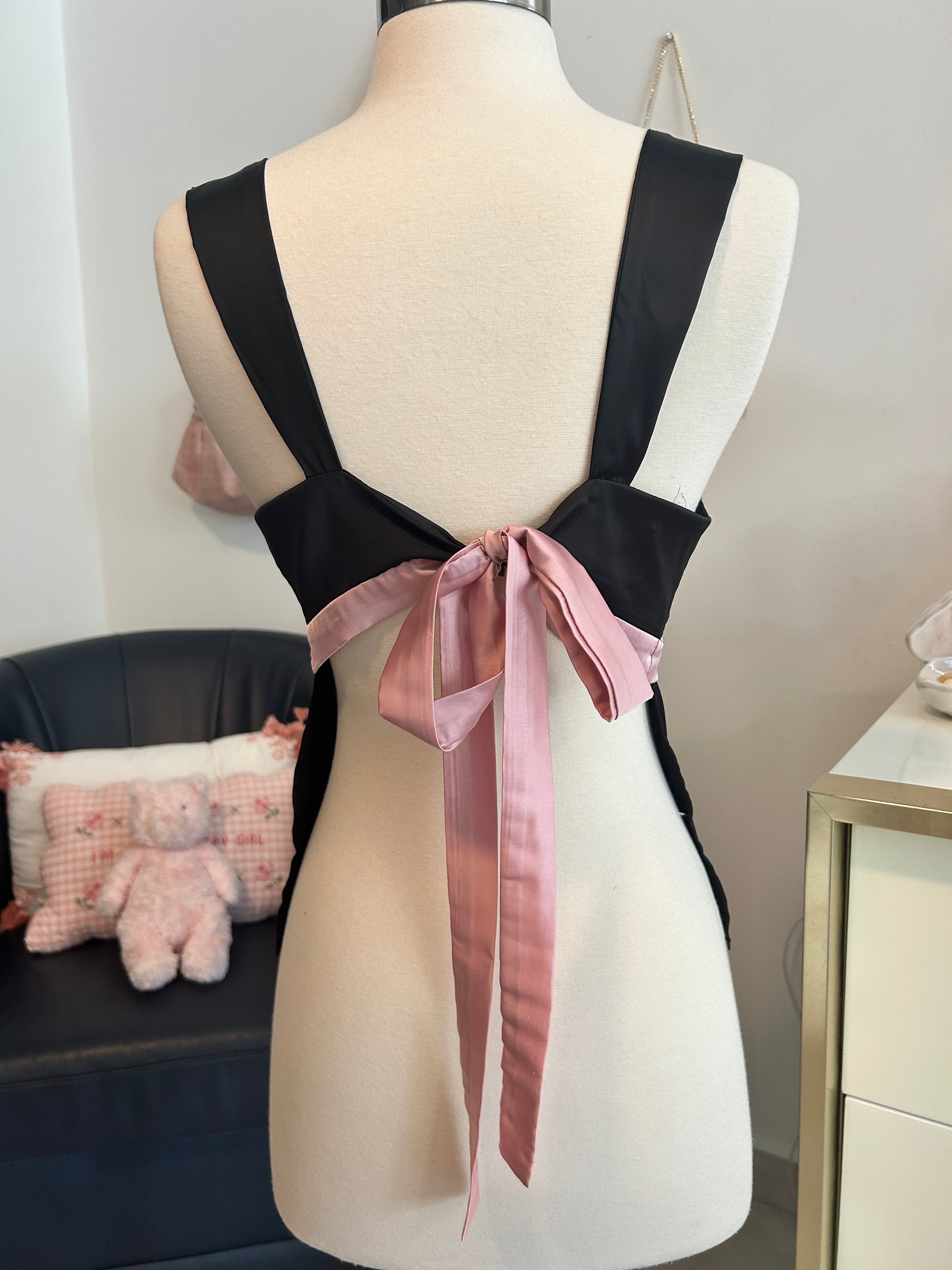 Satin Bow Tie Back Top-S